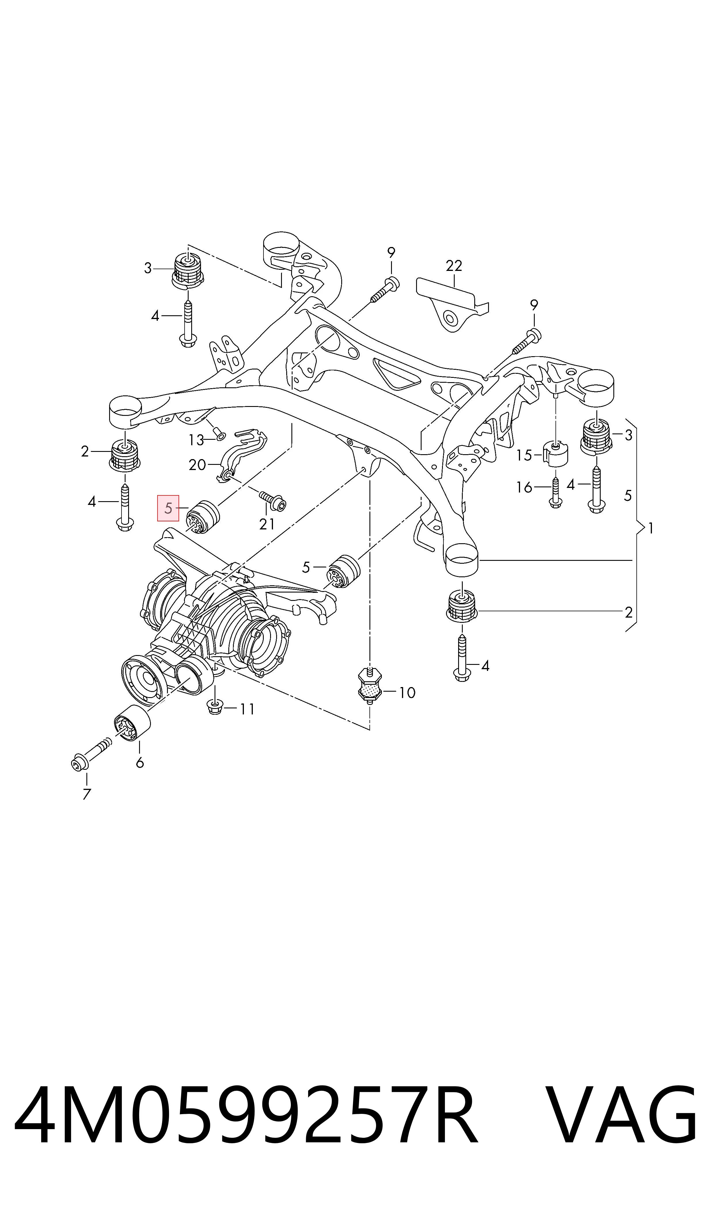 Silentblock tylnej belki do Audi Q7 4MB, 4MG, 4MQ