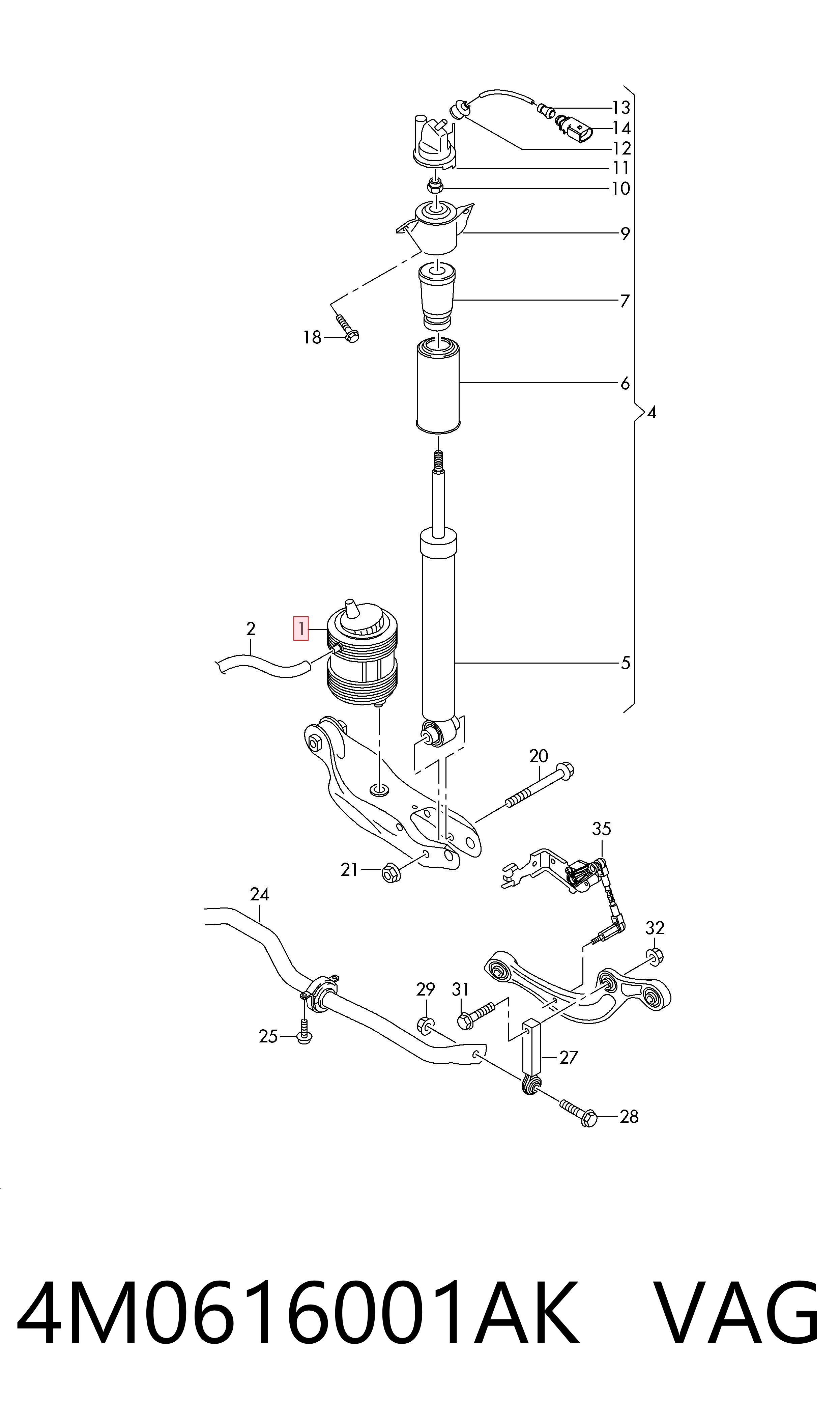 4M0616001AK VAG Poduszka pneumatyczna (resor pneumatyczny) mostu tylnego