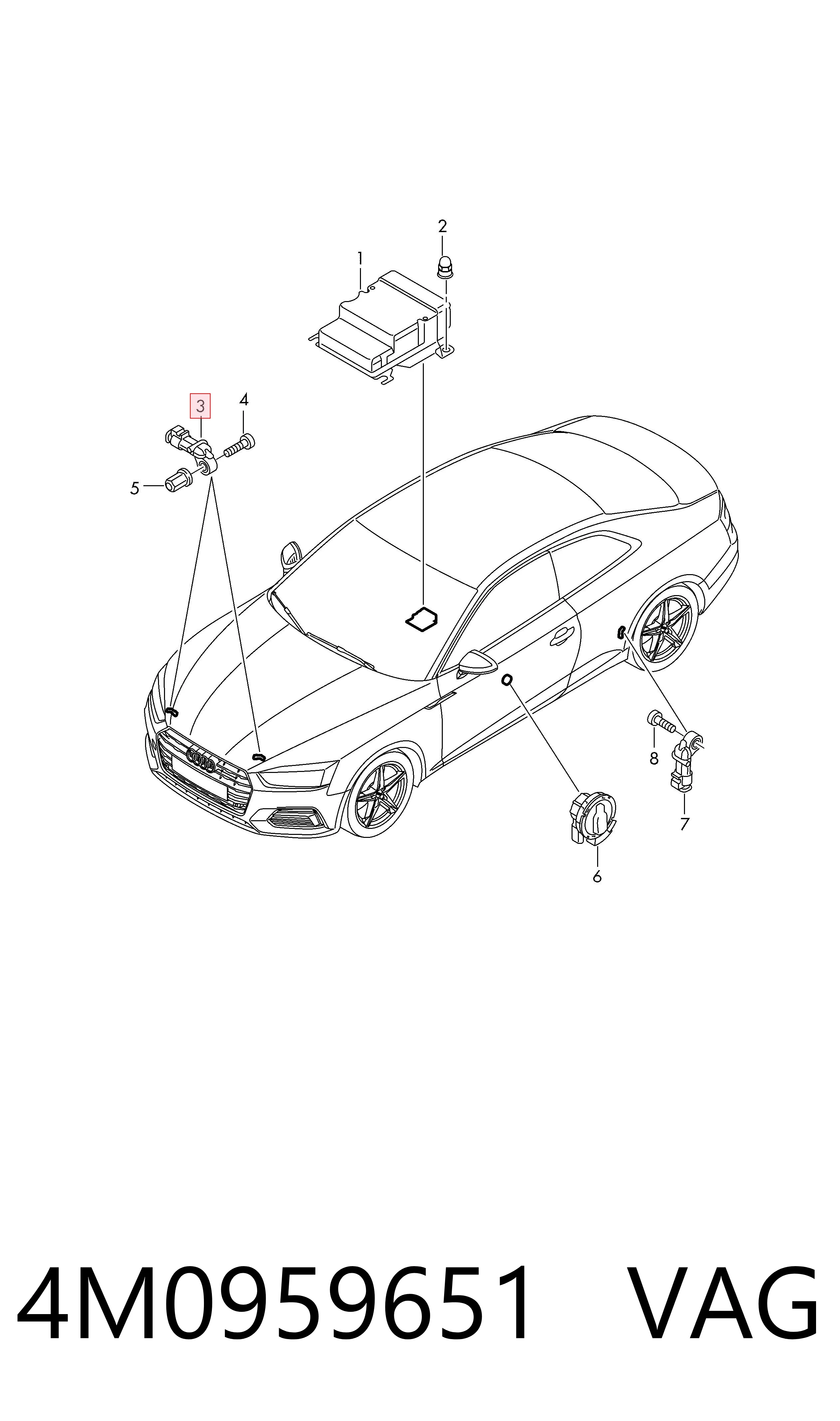 4M0959651 VAG Czujnik AIRBAG przedni