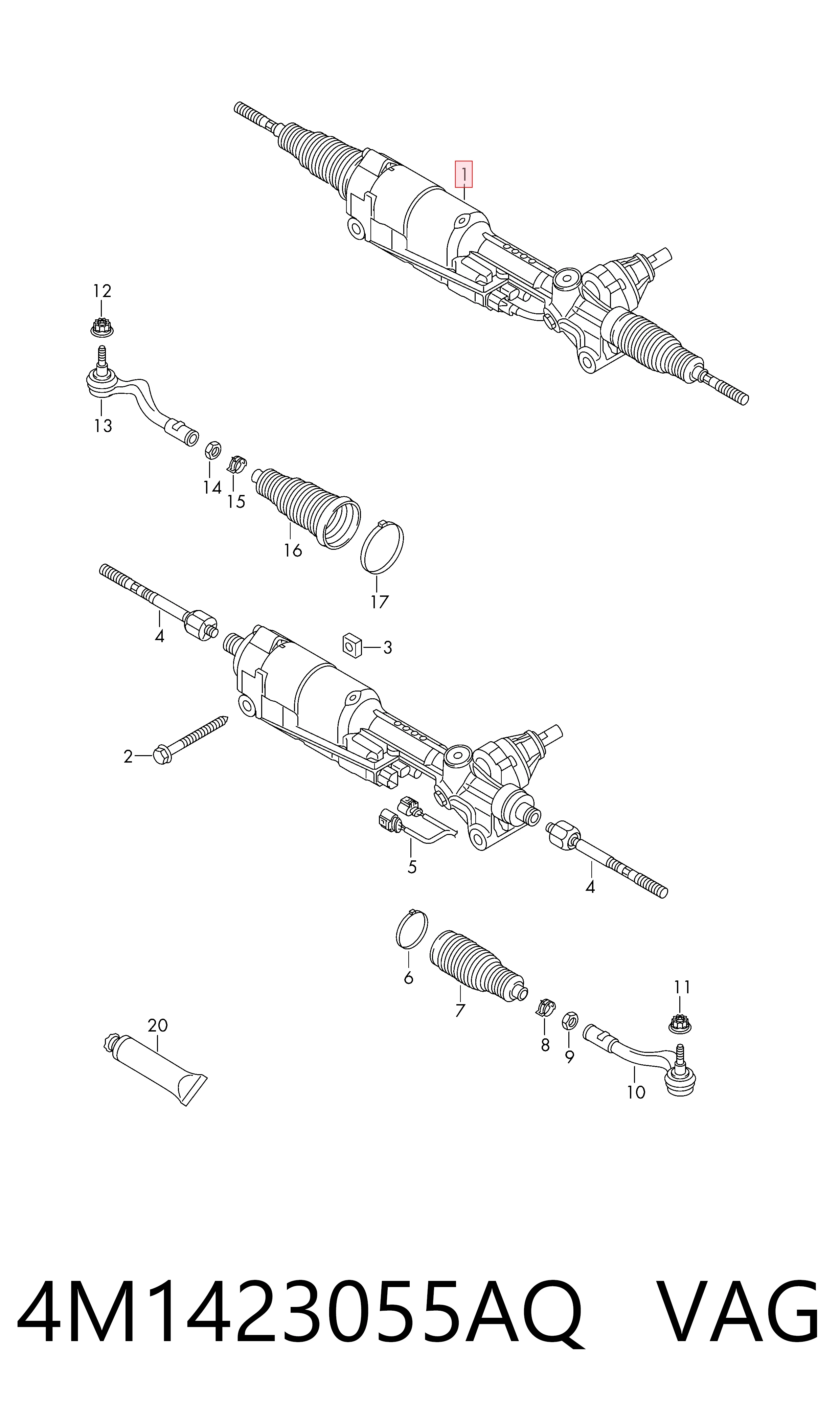 Listwa kierownicza (maglownica) VAG 4M1423055AQ cena, od 1112,31 USD