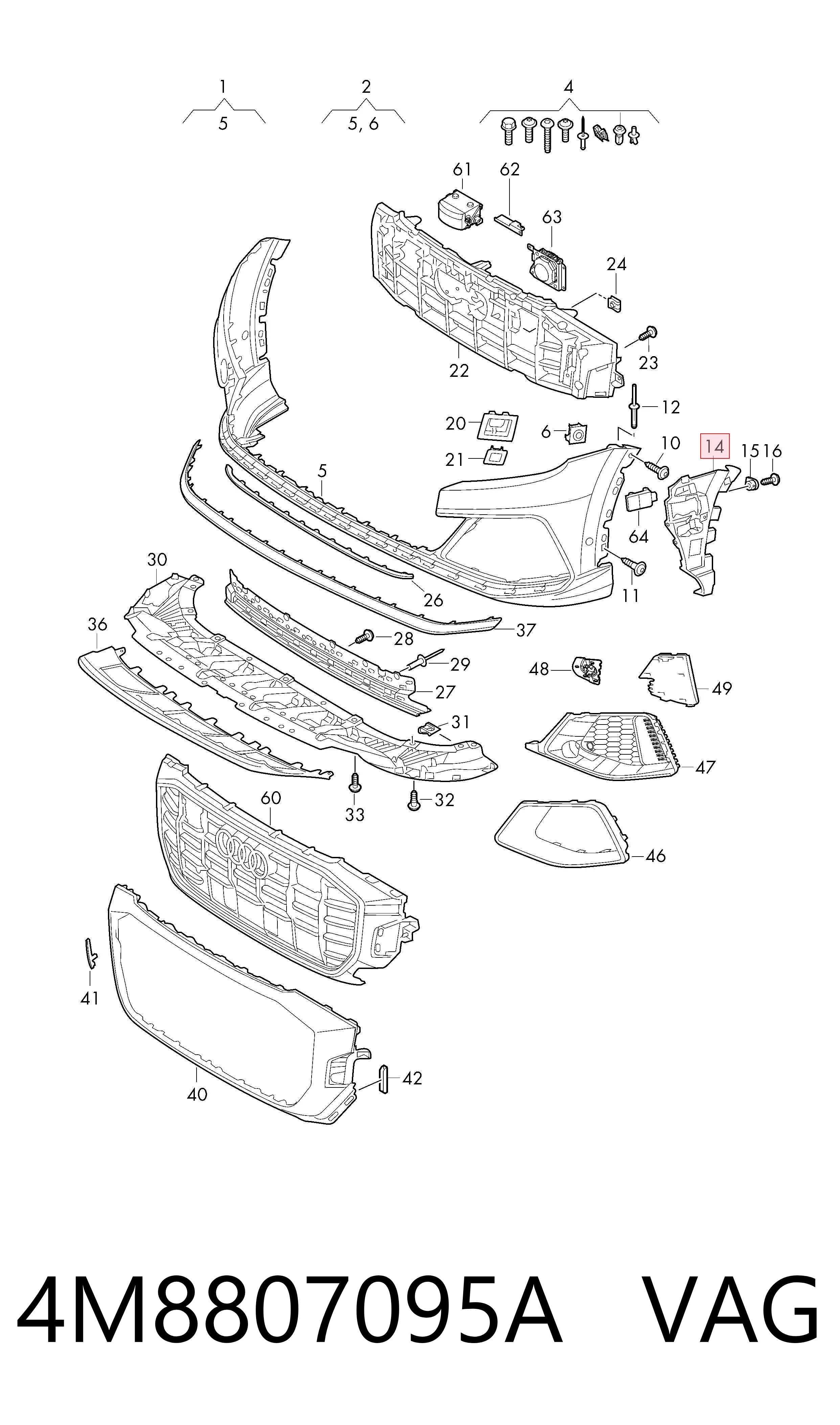 4M8807095A VAG Osłona zderzaka przedniego