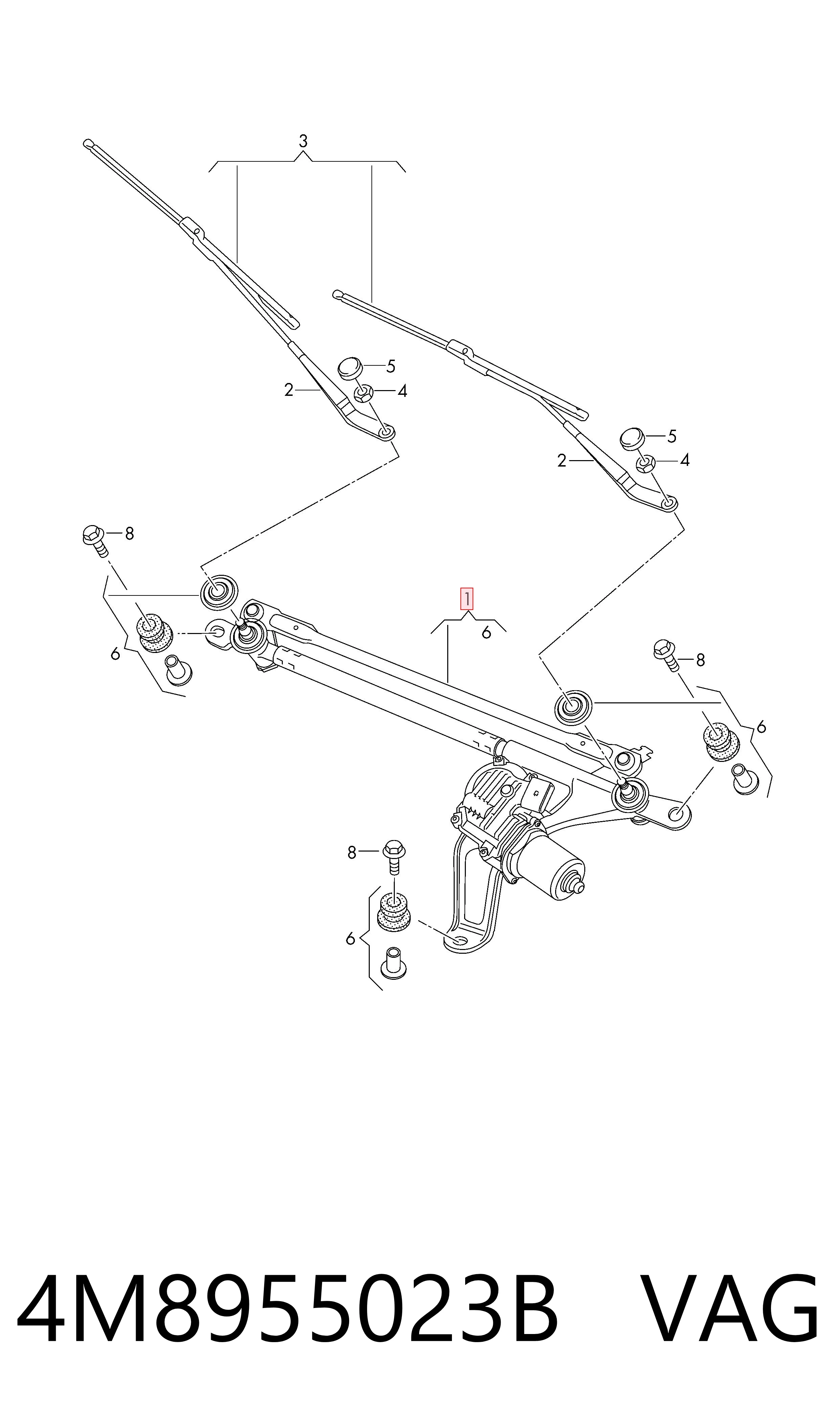 Mechanizm wycieraczek do Audi Q7  4MB, 4MG, 4MQ