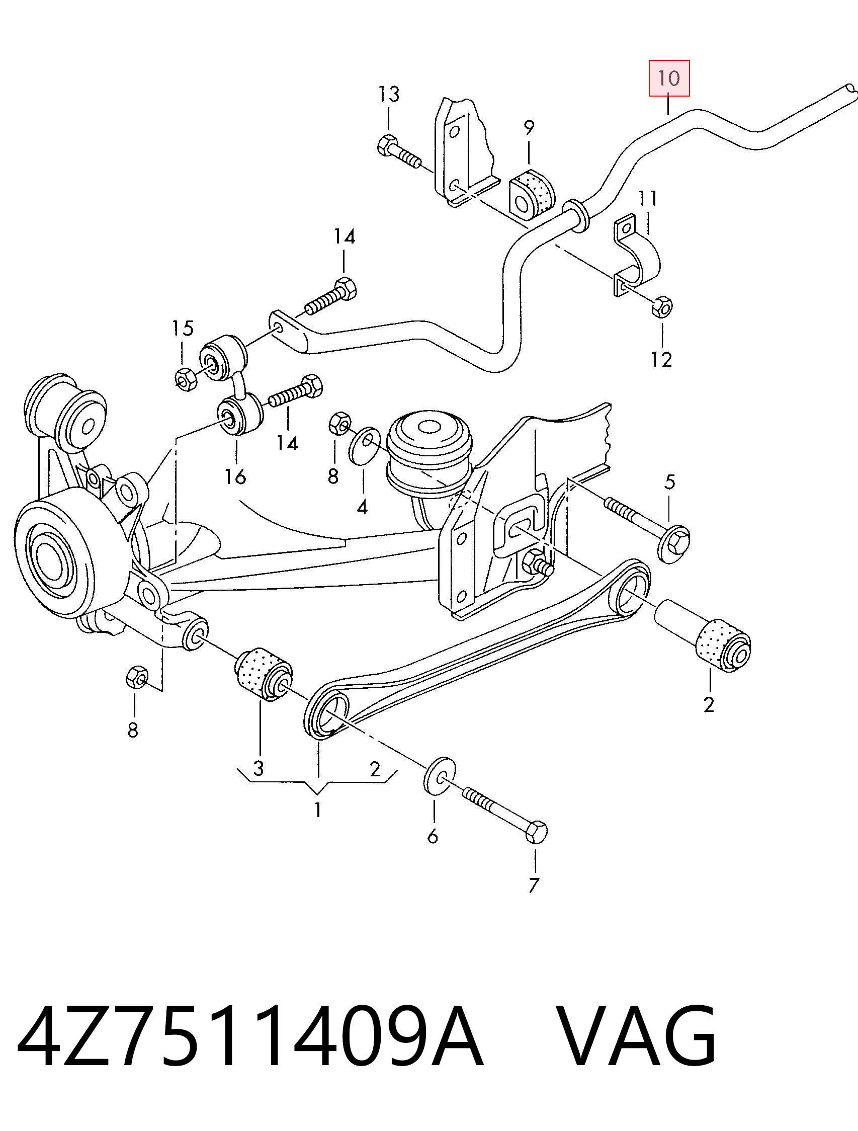 Stabilizator tylny do Audi A6 4BH