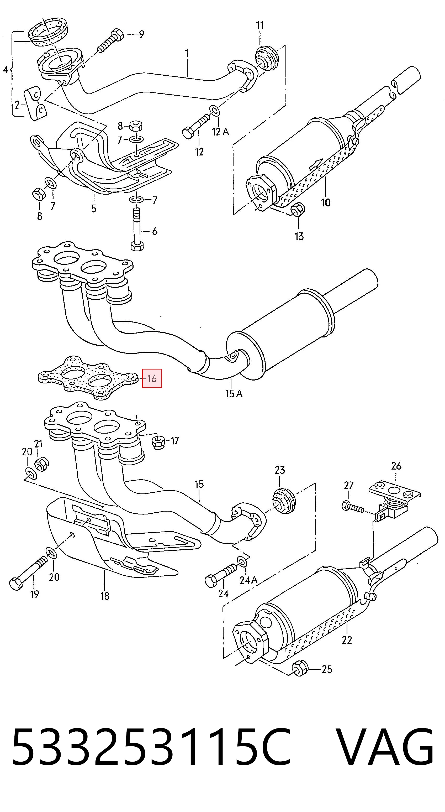 Uszczelka rury odbiornika tłumika VAG 533253115C cena, od 2,53 USD