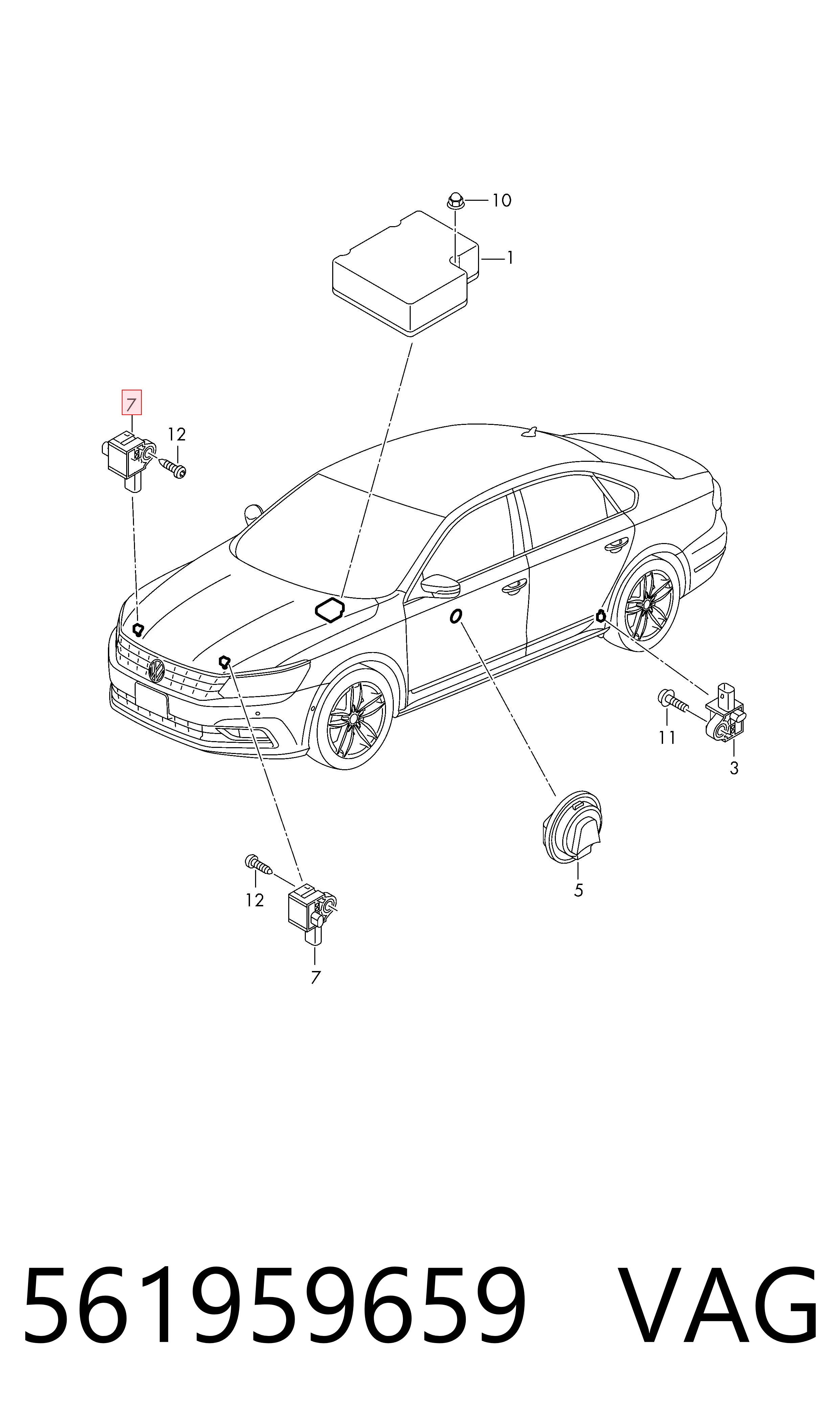 561959659 VAG Czujnik AIRBAG przedni