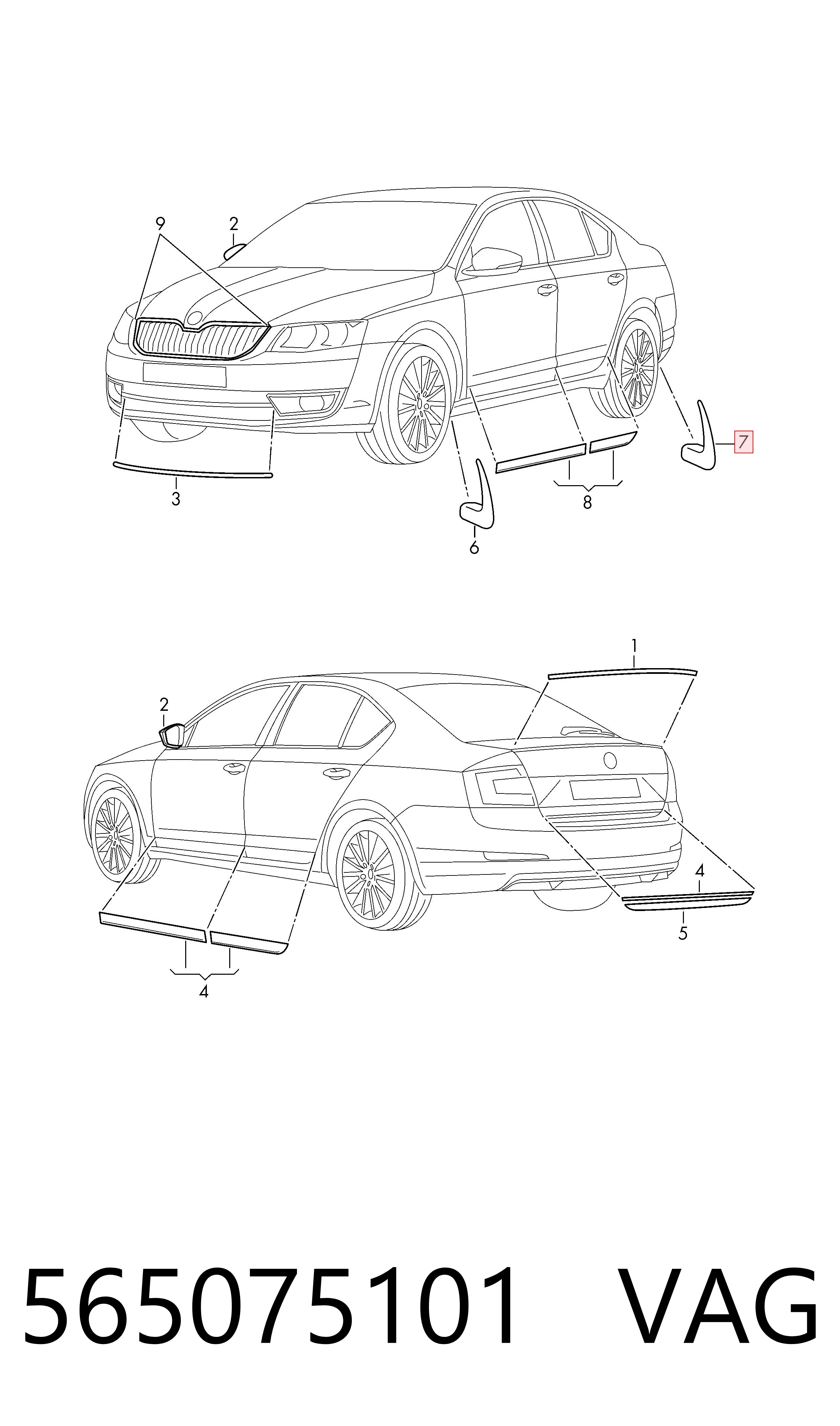 Chlapacze tylne, komplet do Skoda Kodiaq I NS6, NS7, NV7