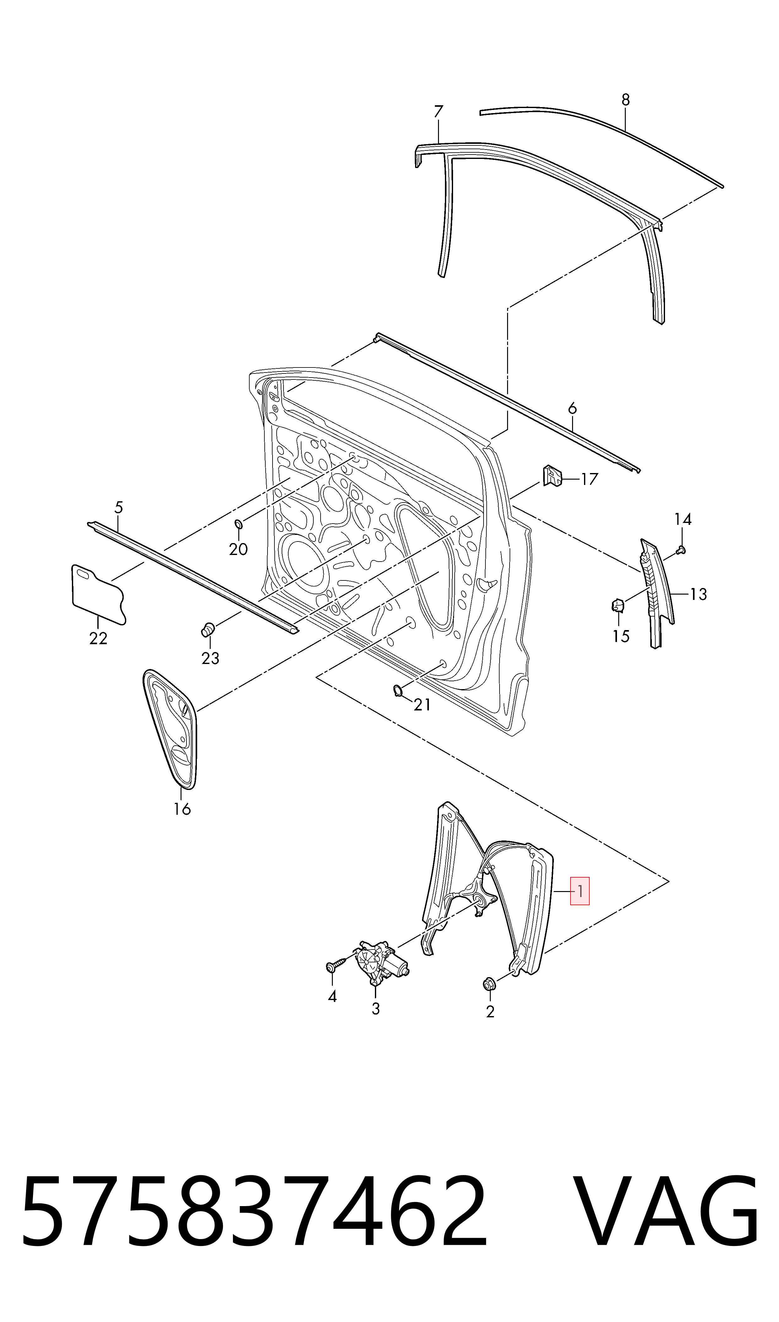 Mechanizm podnoszenia szyby drzwi przednich prawych Skoda KAROQ SUV (NU7, ND7) (2017 - 2026) cena, od 75,27 USD