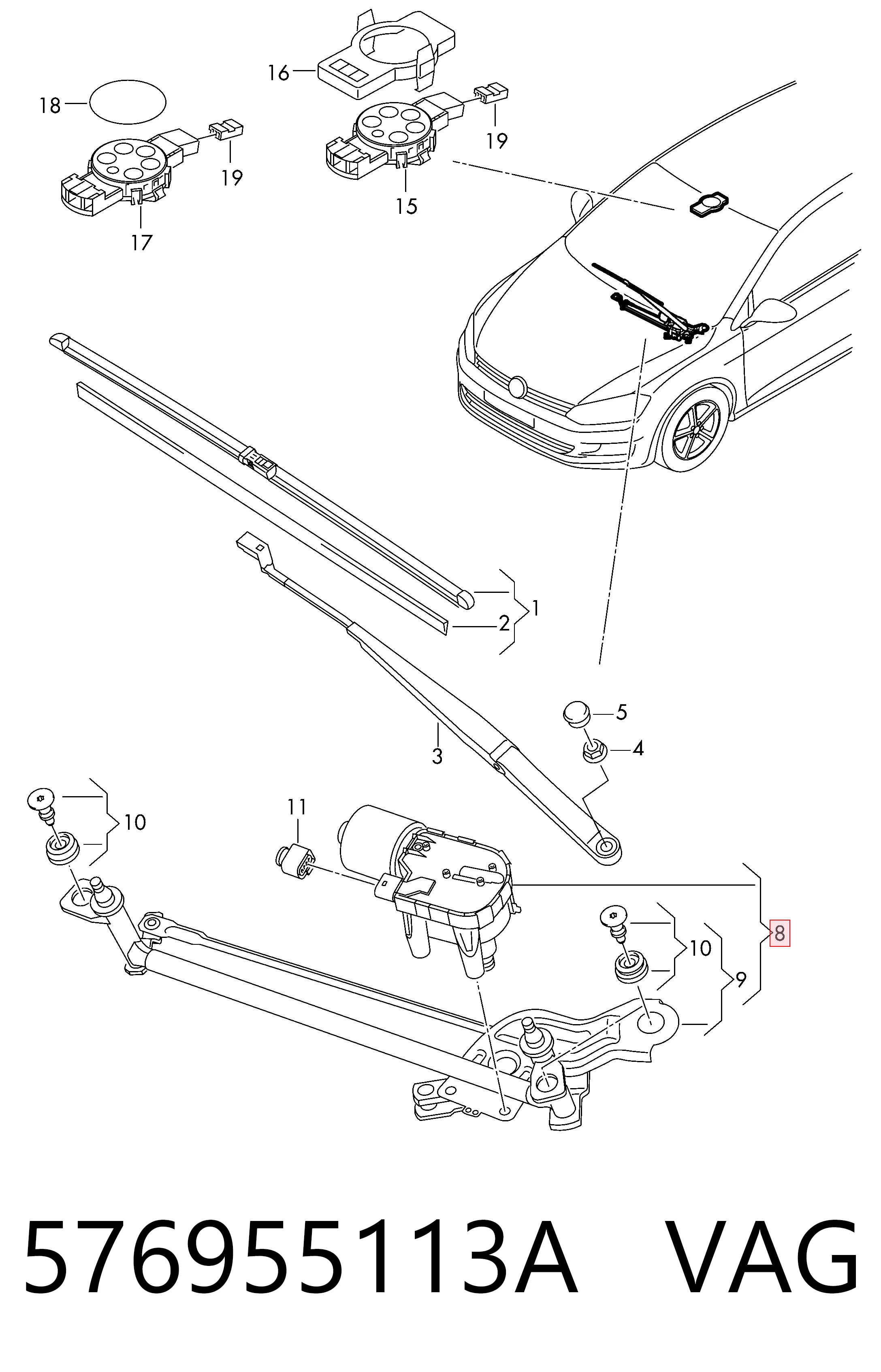 Mechanizm wycieraczek do Skoda KAROQ  NU7, ND7