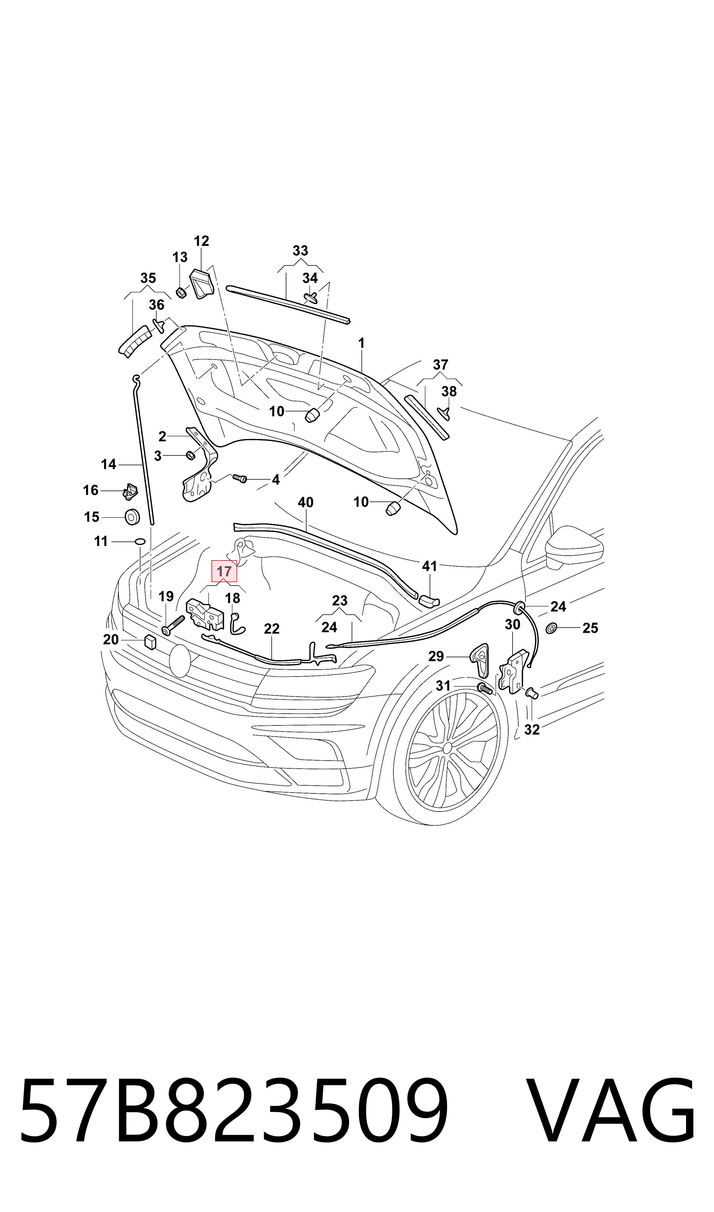 Do koszyka Zamek maski Skoda KAROQ  NU7, ND7