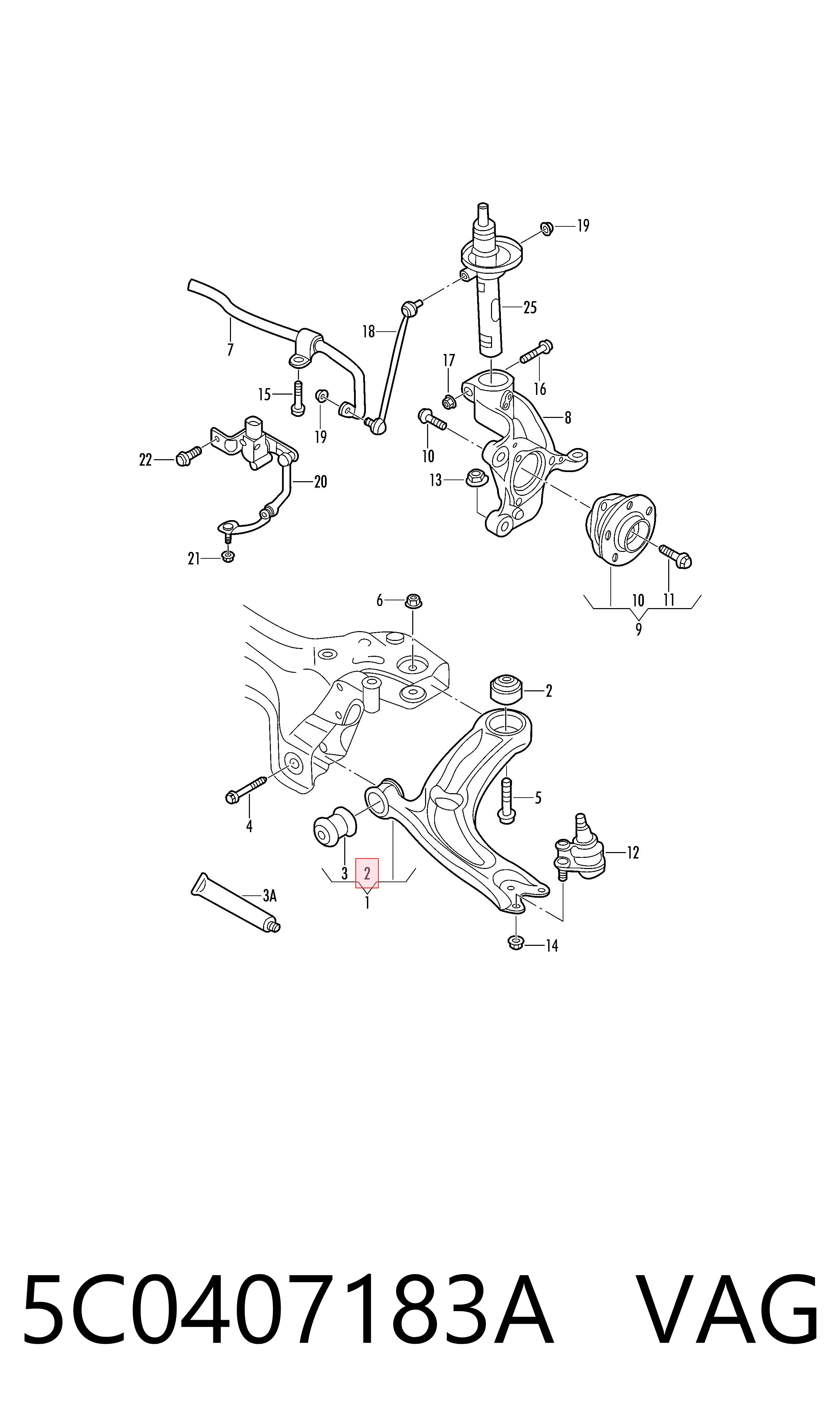 5C0407183A VAG Silentblock przedniego wahacza dolnego