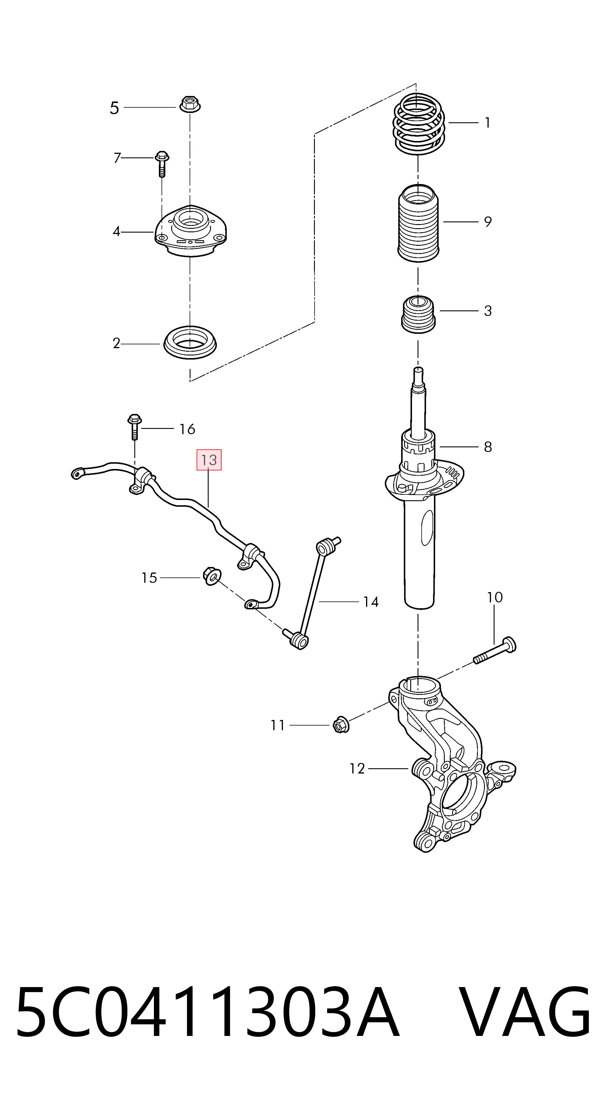 Stabilizator przedni do Volkswagen Jetta VI 162, 163, AV3, AV2, AY2, AY3
