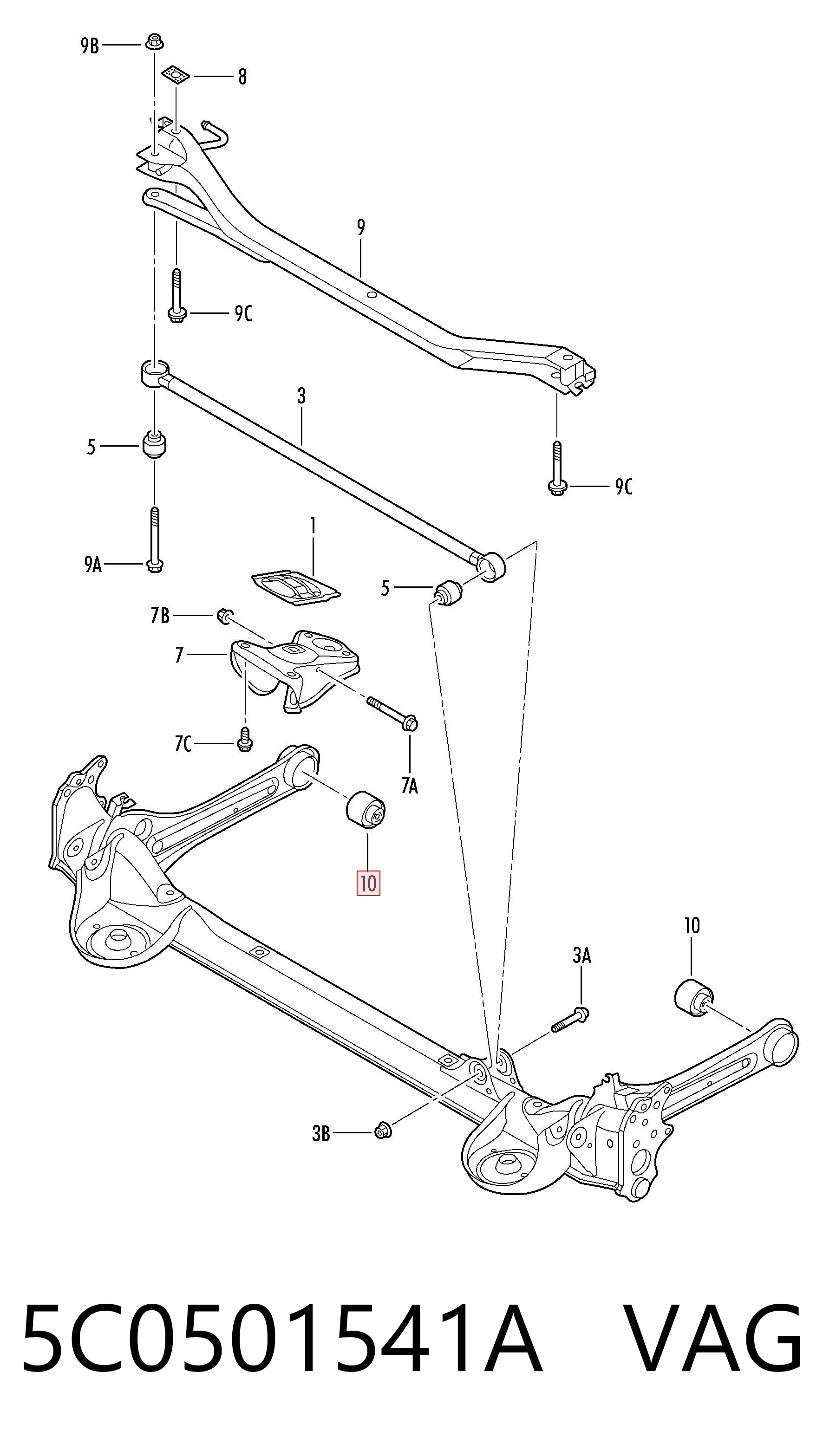 5C0501541A VAG Silentblock tylnej belki