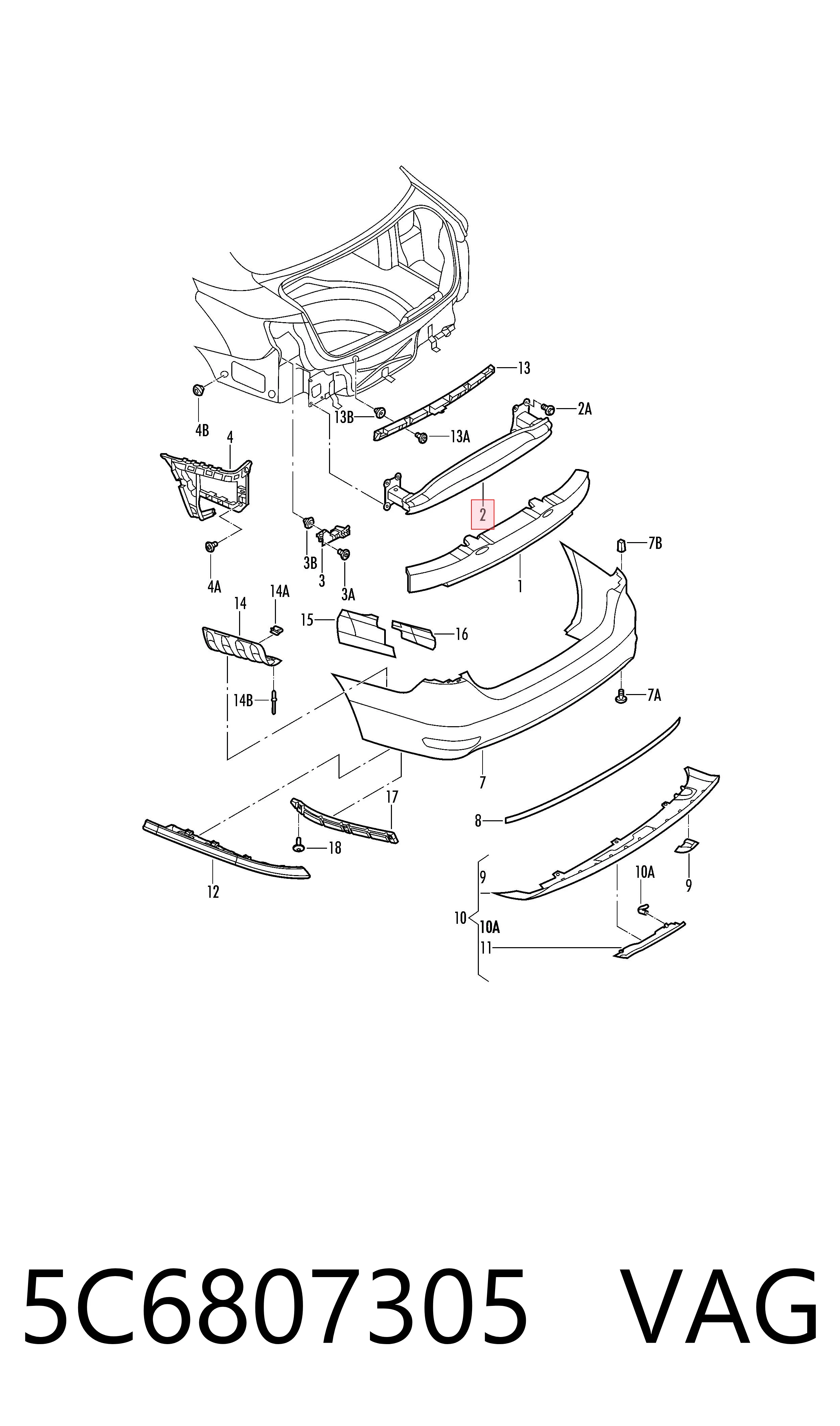 Wzmocnienie zderzaka tylnego Volkswagen Jetta VI sedana (162, 163, AV3, AV2, AY2, AY3) (2011 - 2019) cena, od 42,88 USD