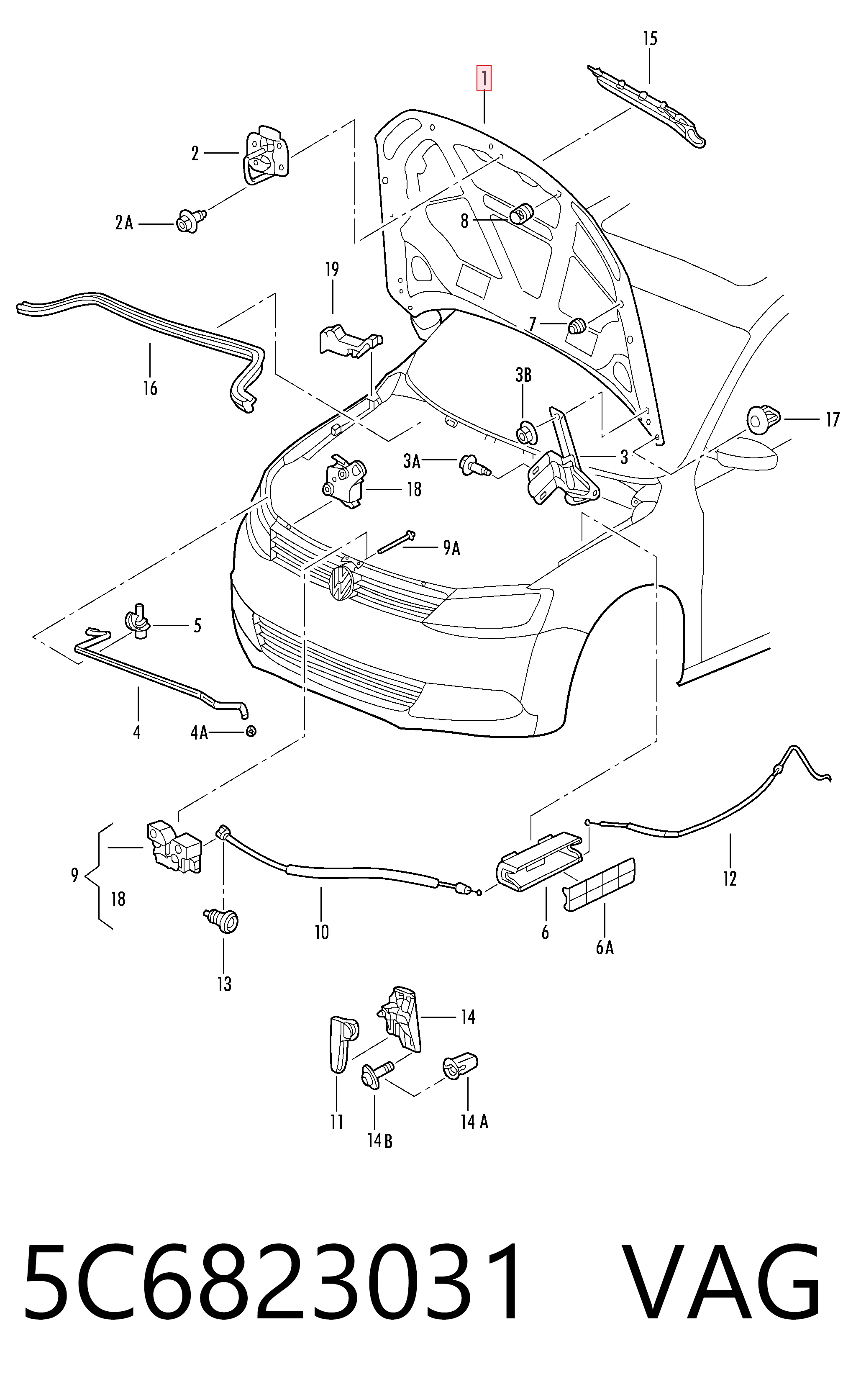 Maska silnika Volkswagen Jetta VI sedana (162, 163, AV3, AV2, AY2, AY3) (2011 - 2019) cena, od 216,21 USD