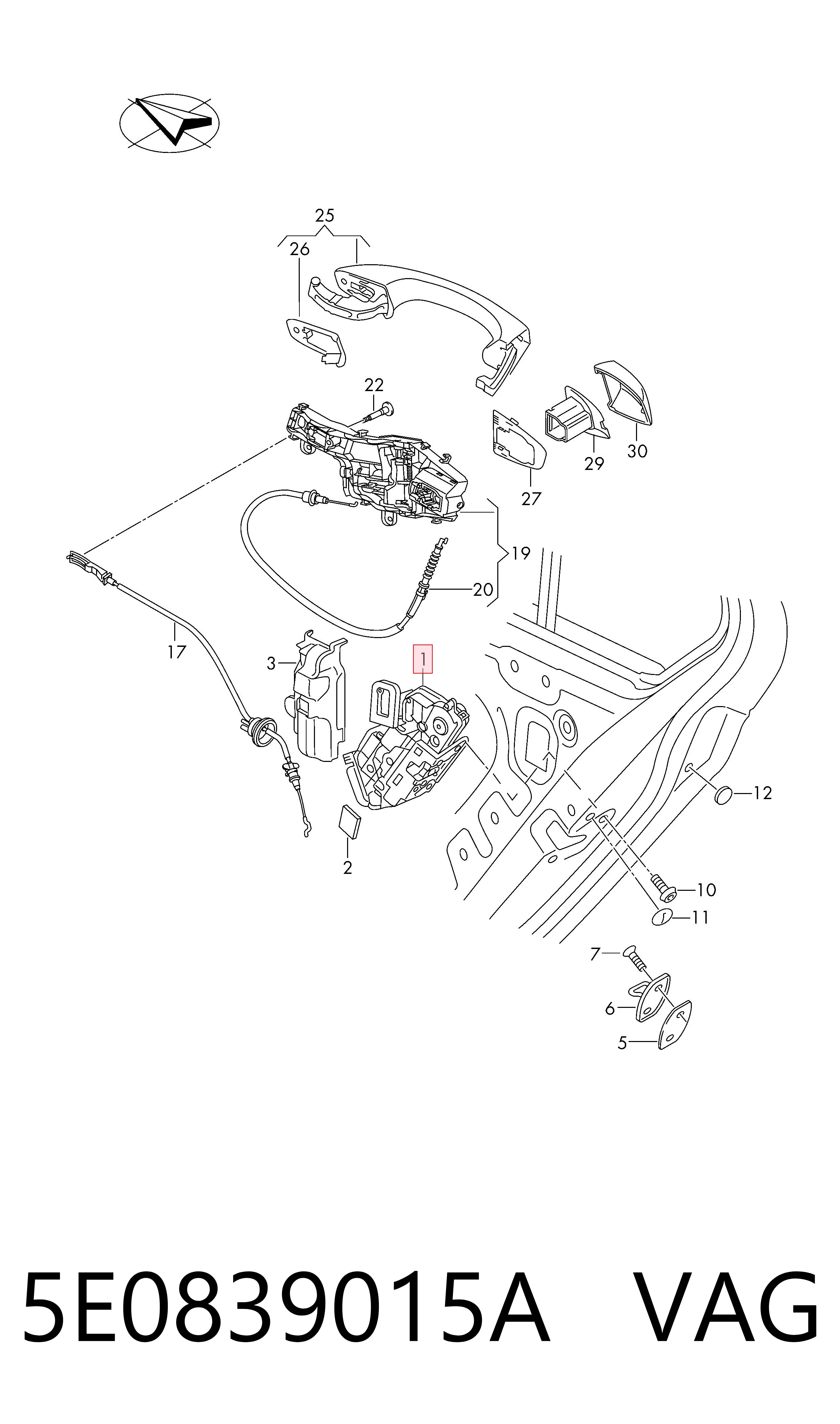 Zamek drzwi tylnych lewych Volkswagen Golf ALLTRACK VII kombi (BA5, BV5) (2014 - 2020) cena, od 44,27 USD