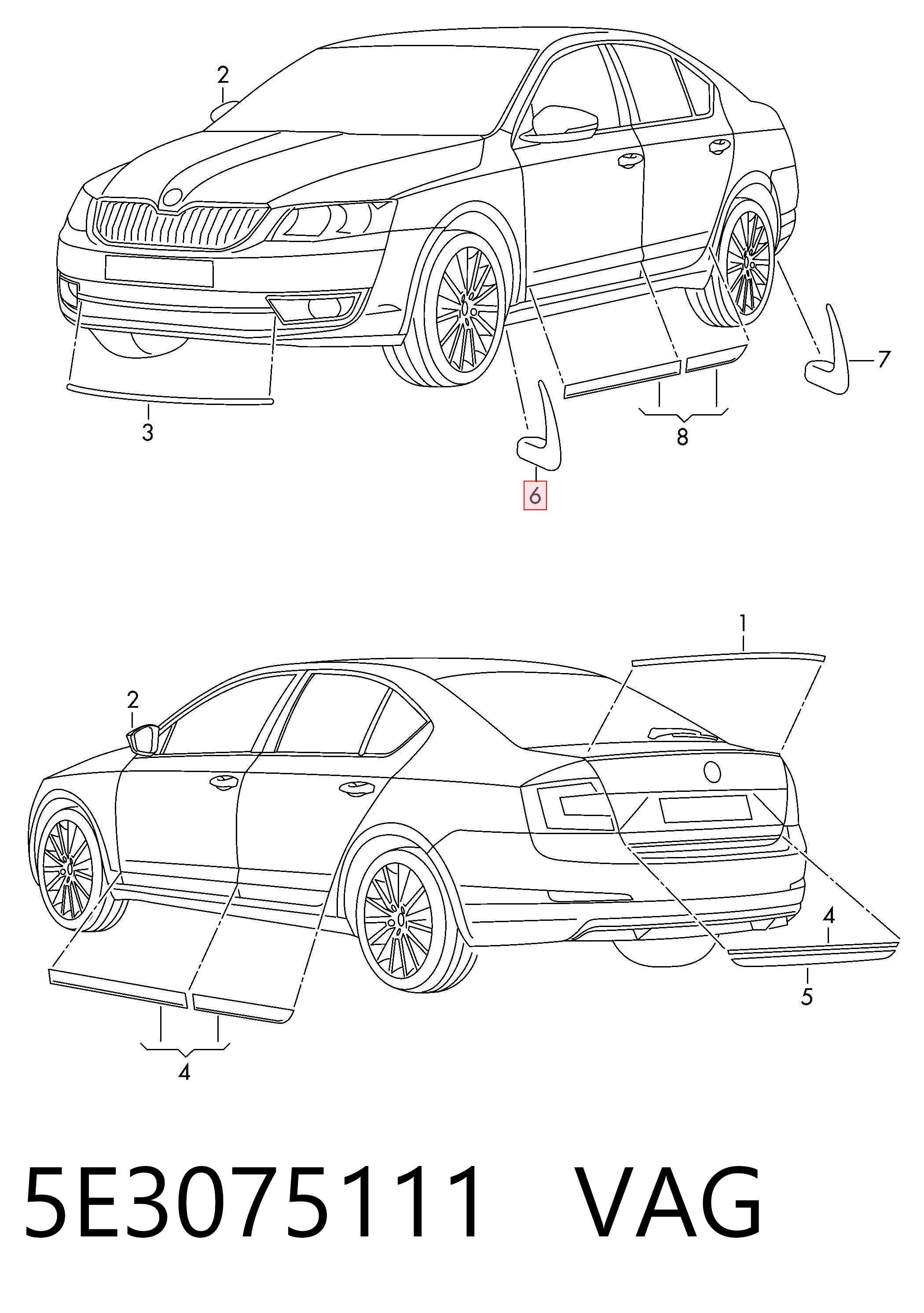 Chlapacze przednie, zestaw do Skoda Octavia IV A8 NX3, NN3, PV3