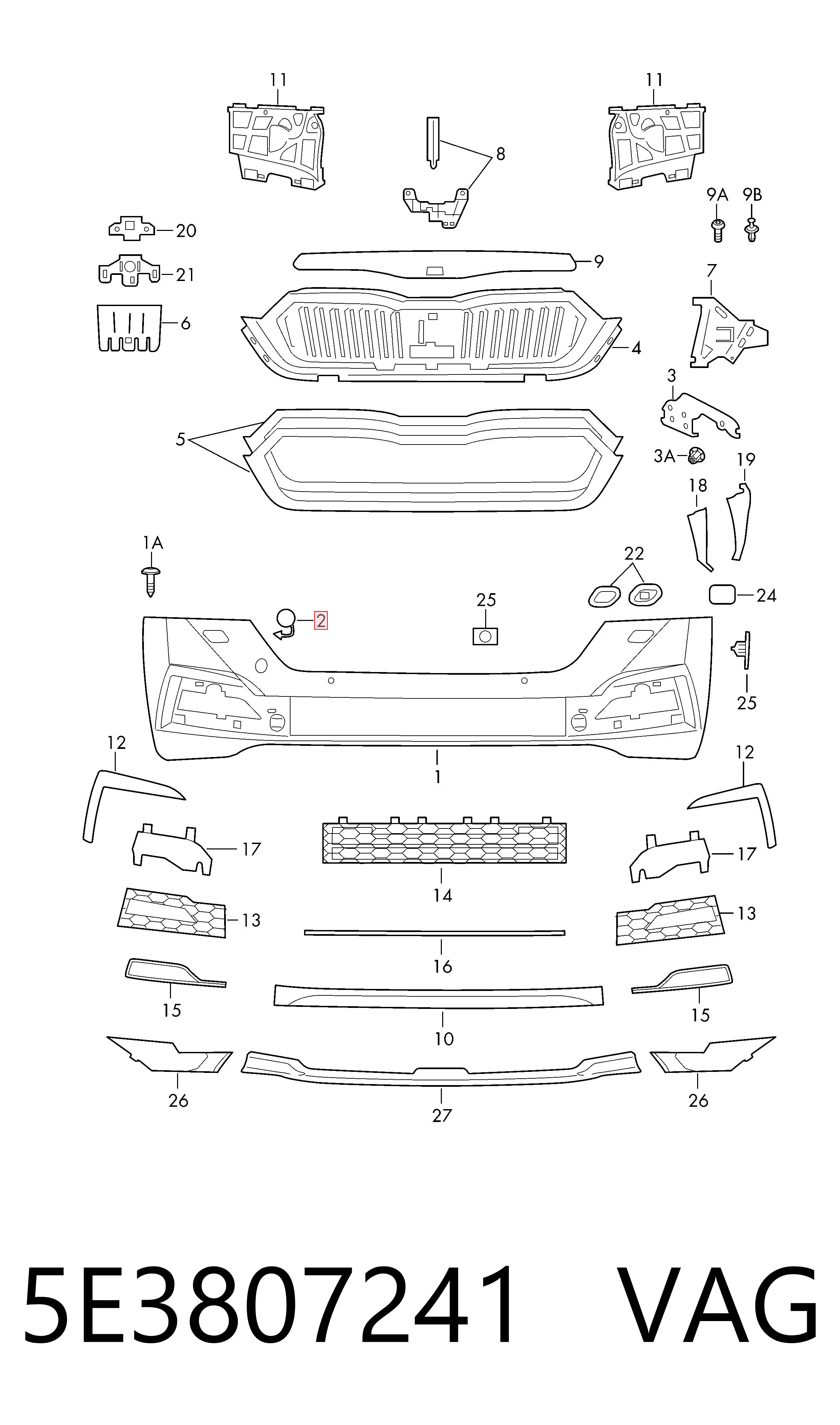 Zaślepka haku holowniczego zderzaka przednia Skoda Octavia IV A8 hatchback (NX3, NN3, PV3) (2020 - 2026) cena, od 7,35 USD