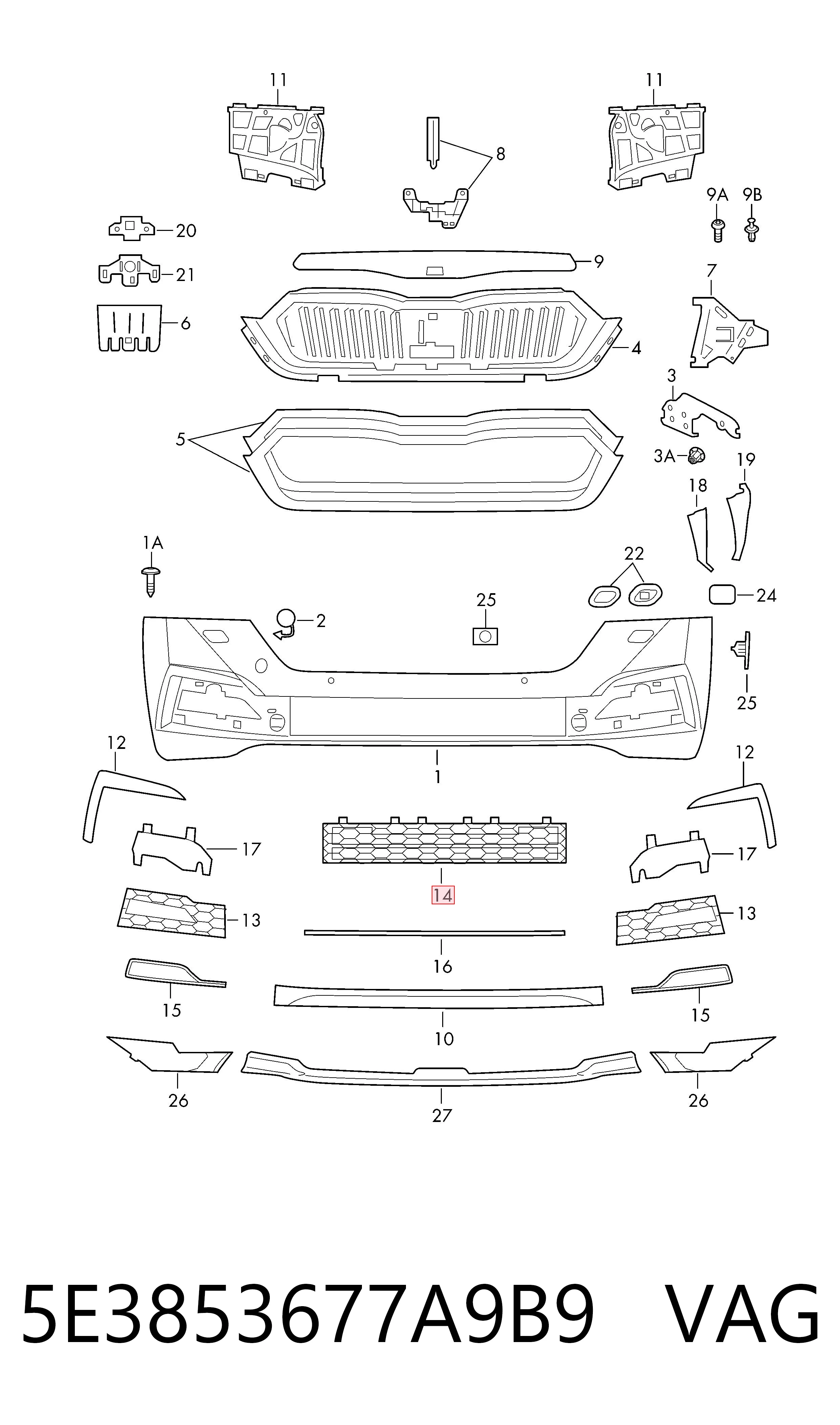 Atrapa chłodnicy do Skoda Octavia IV A8 NX3, NN3, PV3