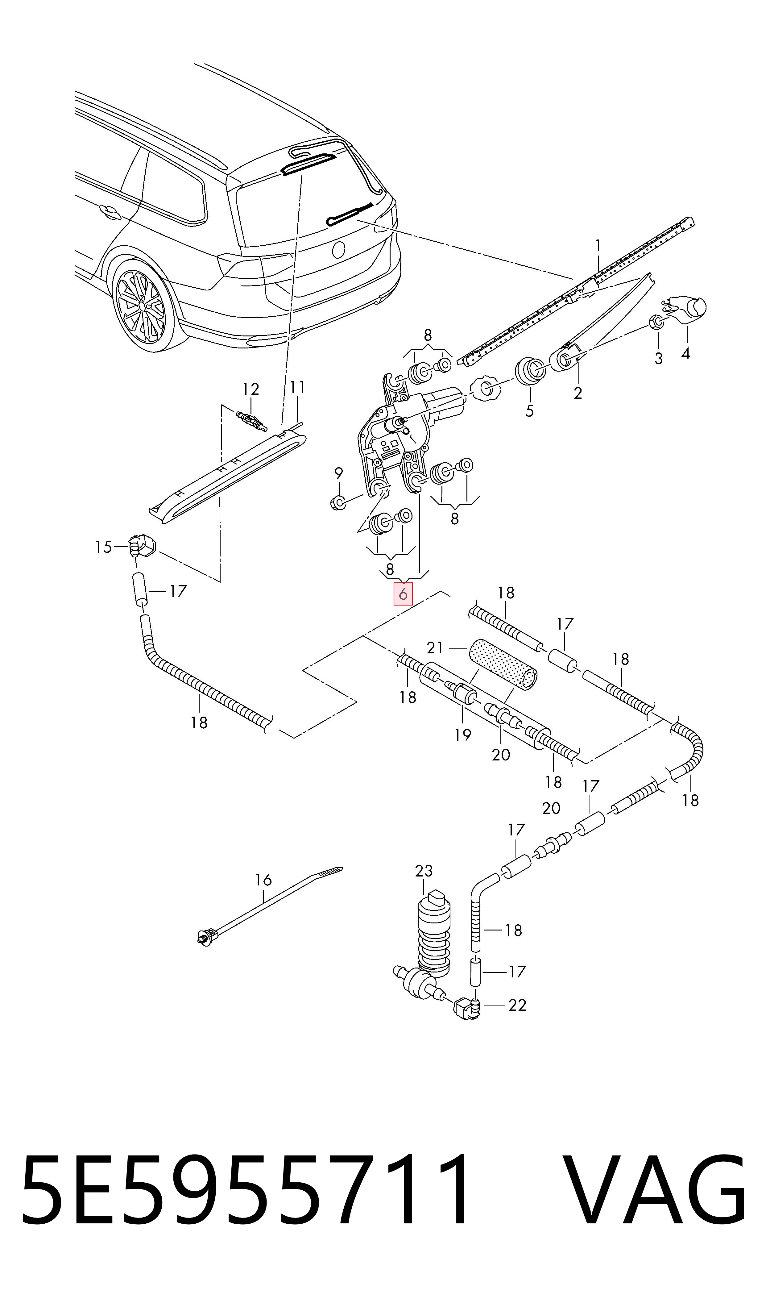 Silniczek wycieraczki tylnej szyby Skoda Octavia III A7 liftback (5E3, NL3, NR3) (2012 - 2021) cena, od 102,15 USD