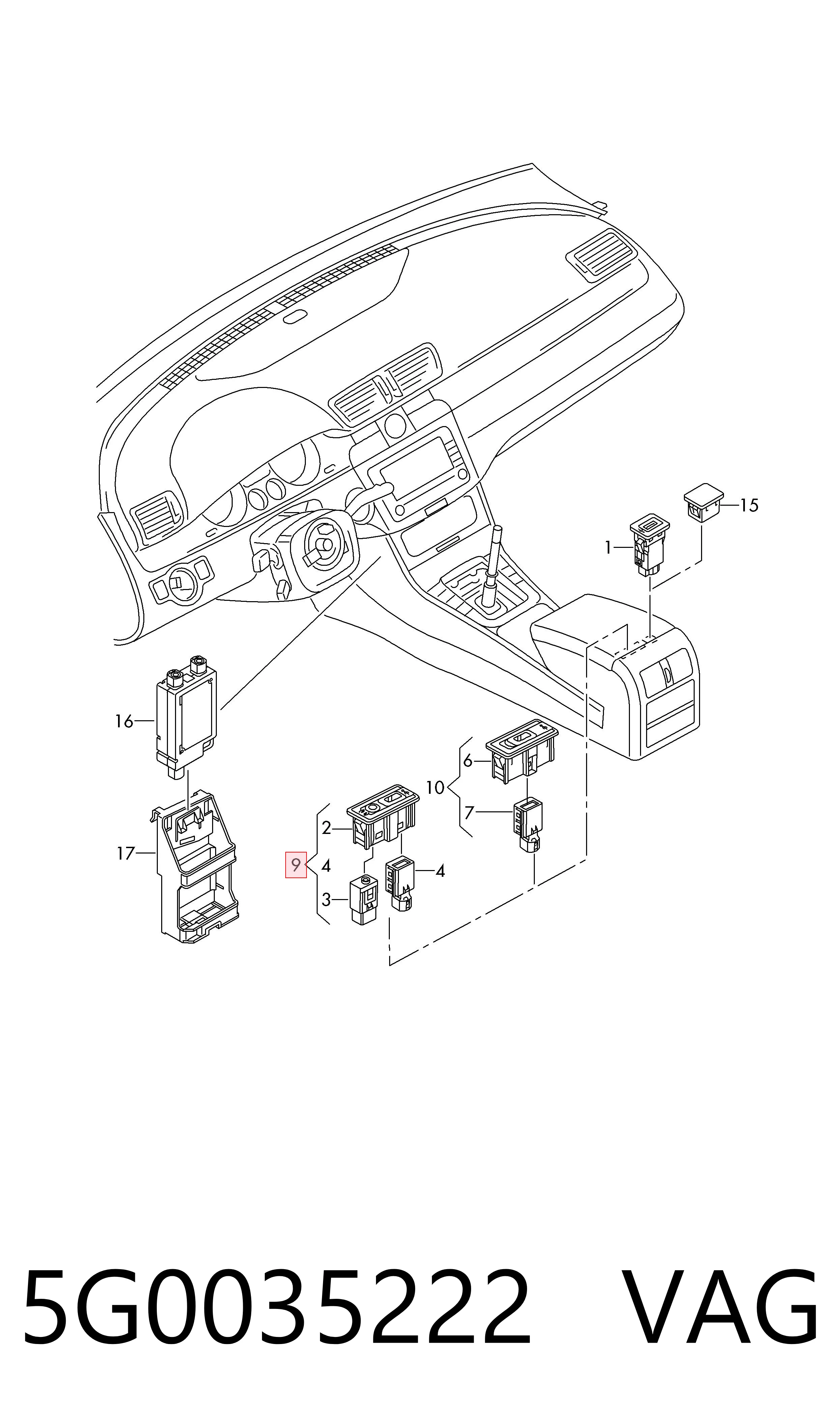 5G0035222 VAG Ładowarka USB