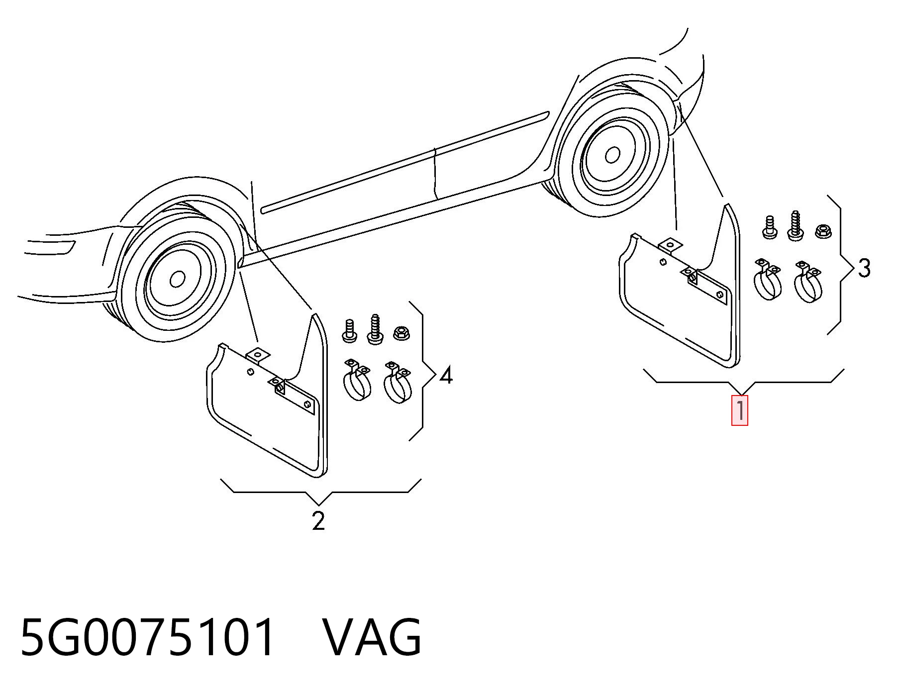 Chlapacze tylne, komplet do Volkswagen Golf BA5, BV5
