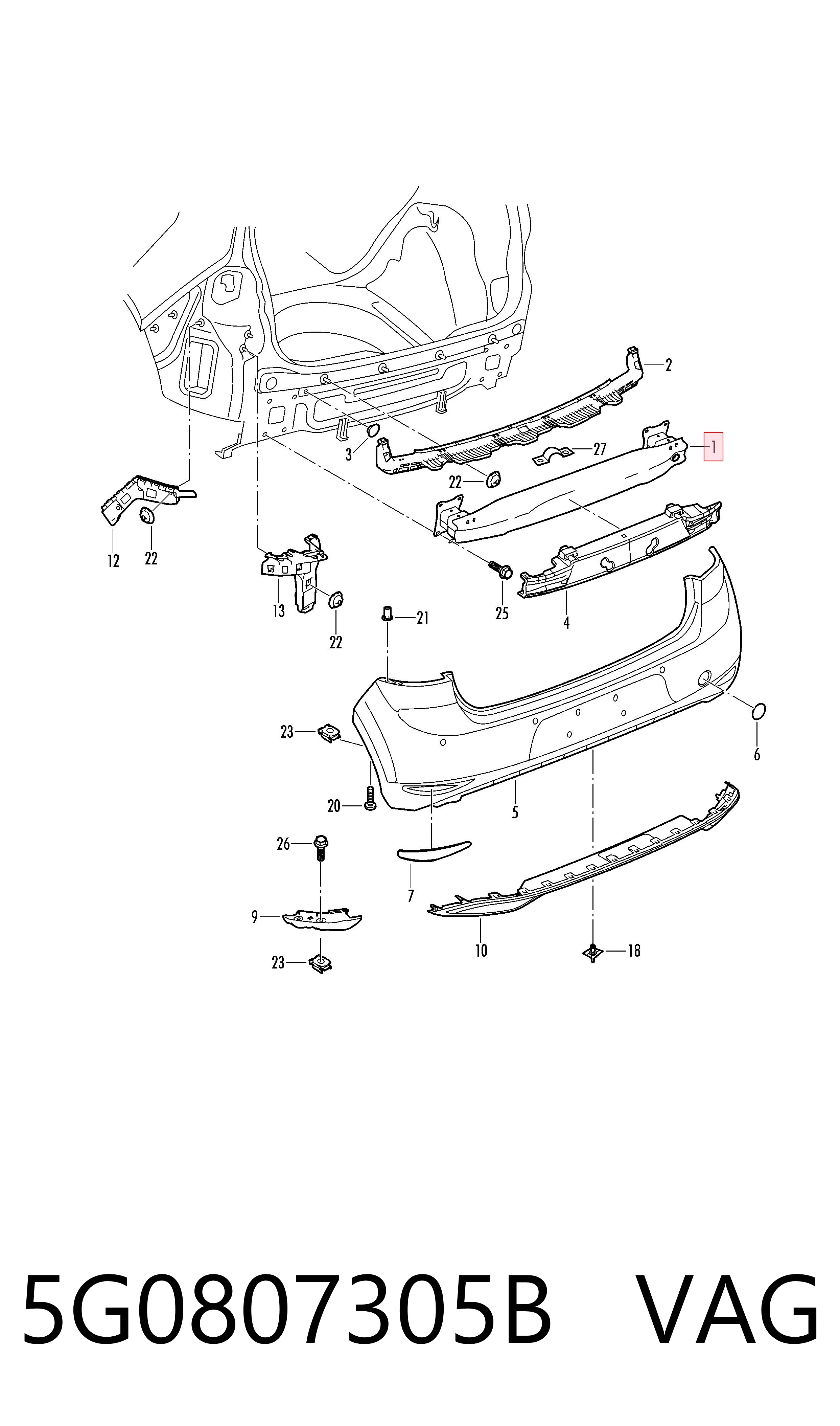 Wzmocnienie zderzaka tylnego Volkswagen Golf ALLTRACK VII kombi (BA5, BV5) (2014 - 2020) cena, od 127,87 USD