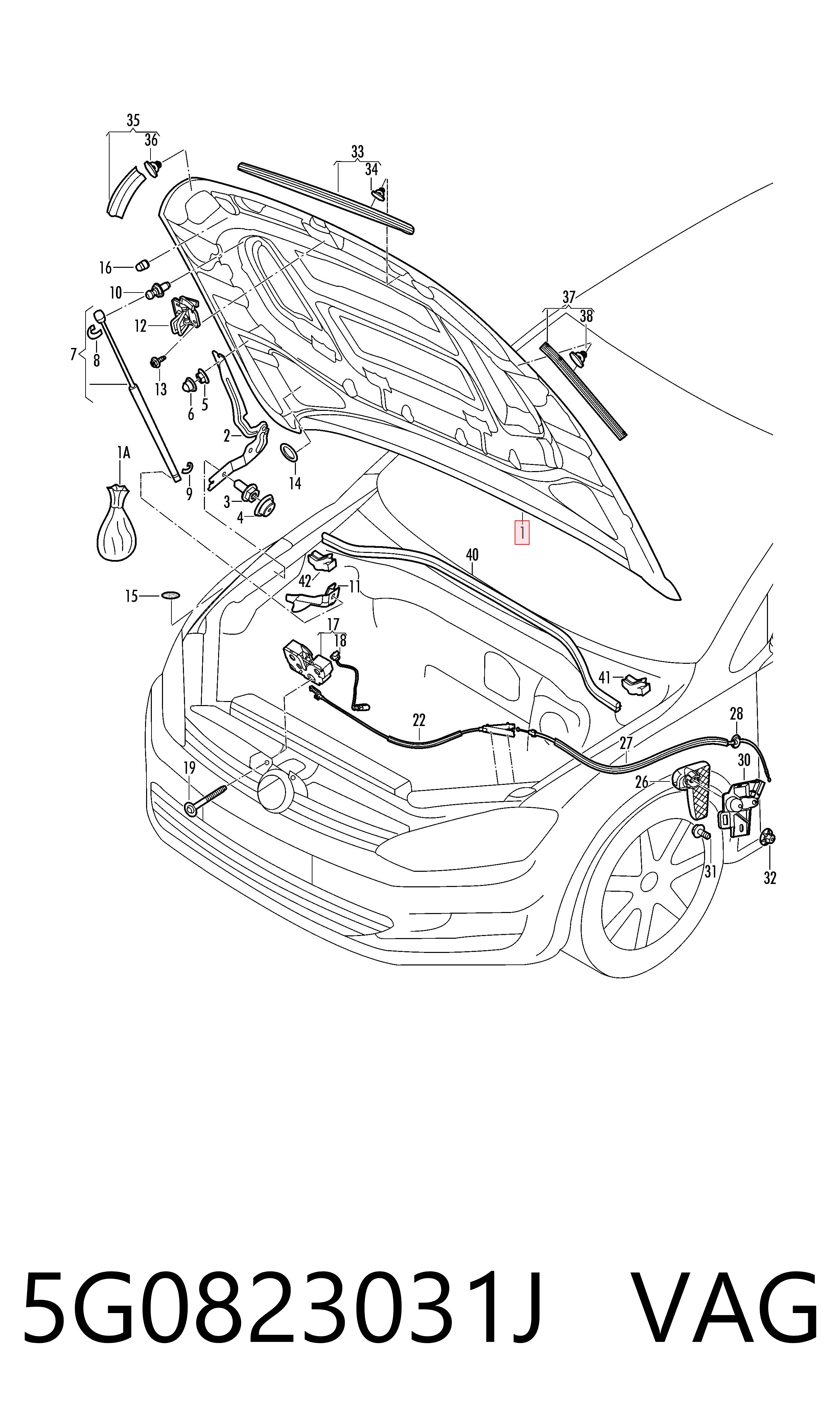 Maska silnika do Volkswagen Golf ALLTRACK VII BA5, BV5
