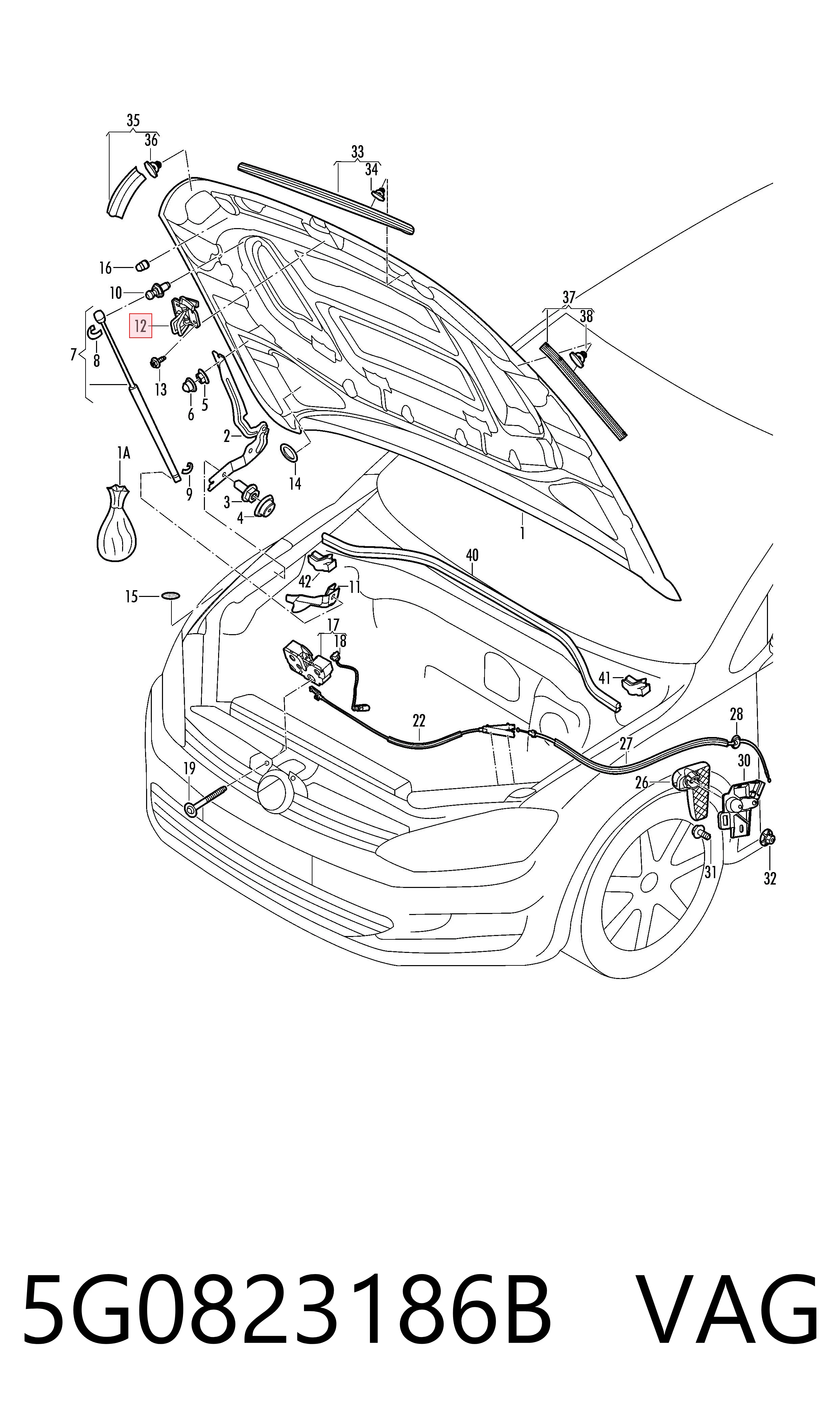 Zamek maski VAG 5G0823186B cena, od 58,64 USD