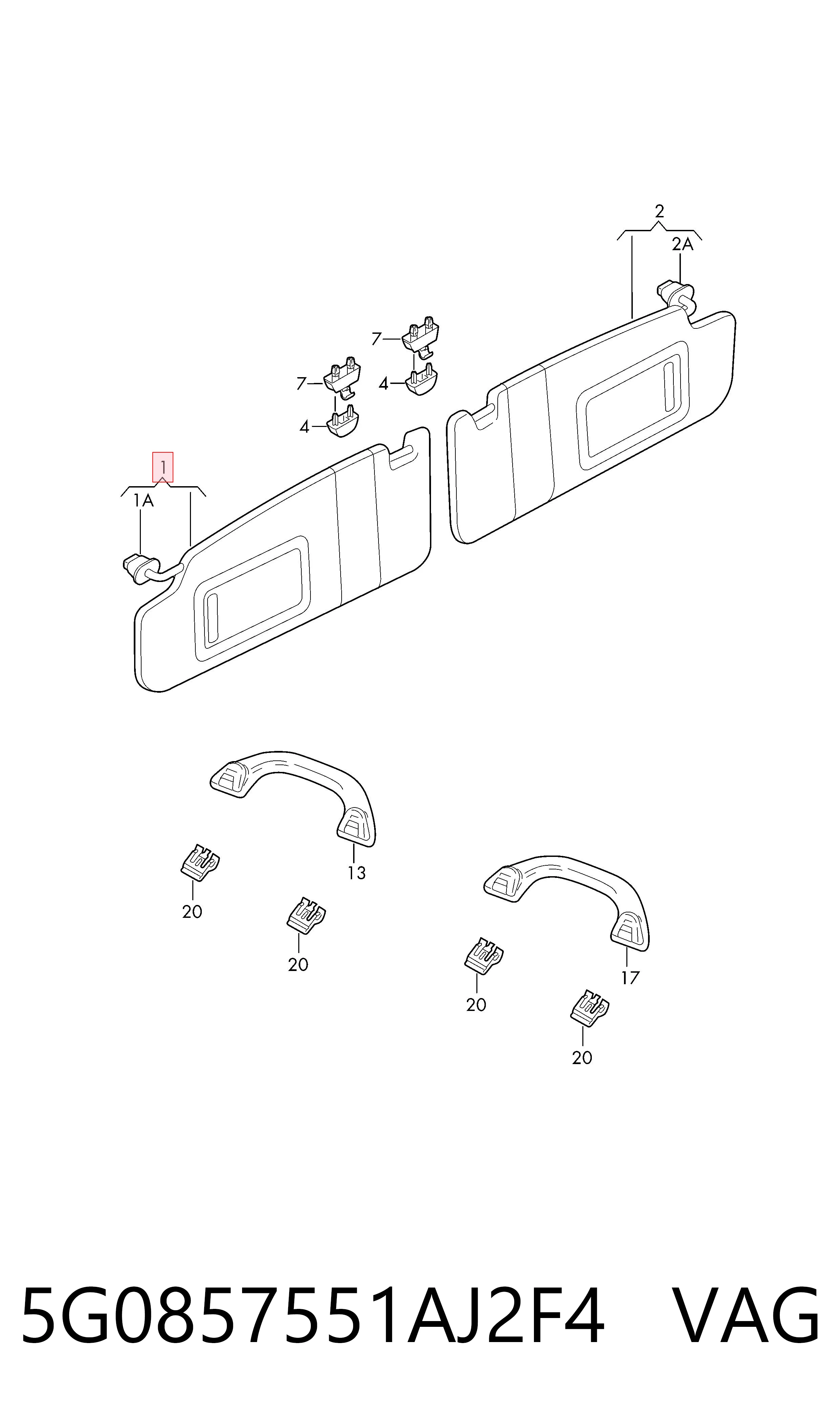 Osłona przeciwsłoneczna VAG 5G0857551AJ2F4 cena, od 86,83 USD