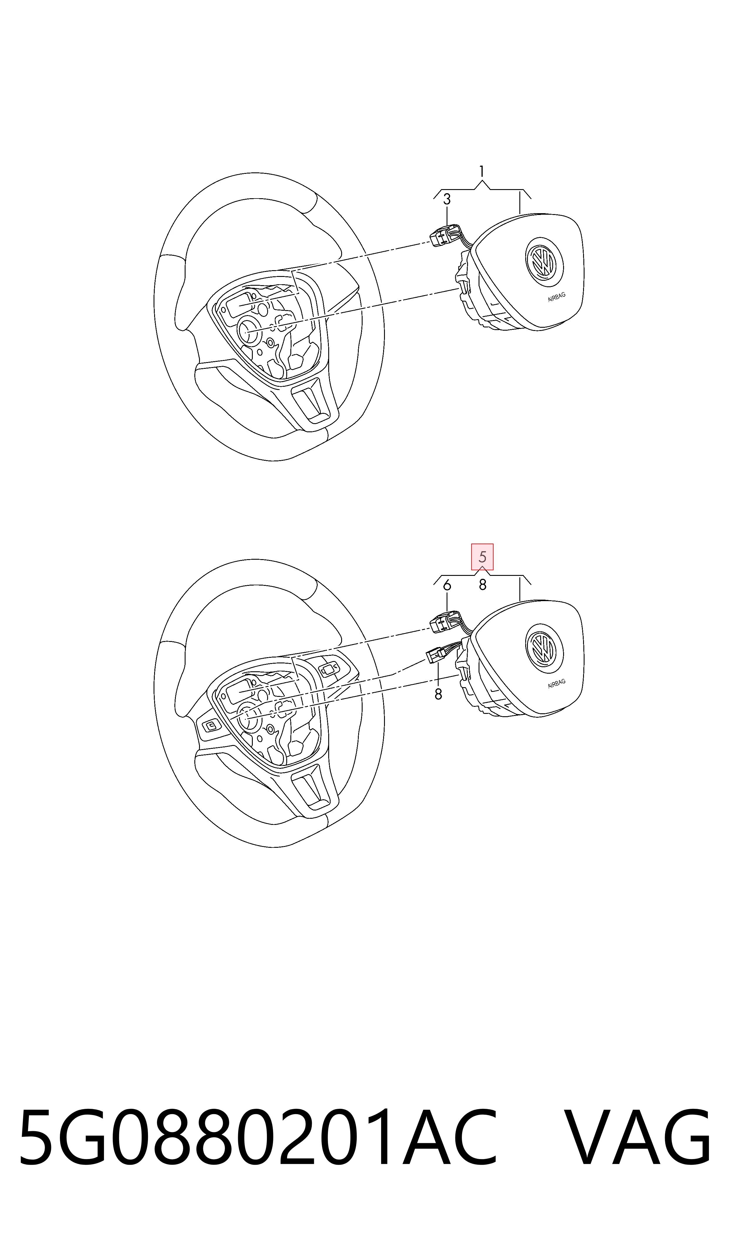 5G0880201AC VAG Poduszka powietrzna (Airbag) kierowcy