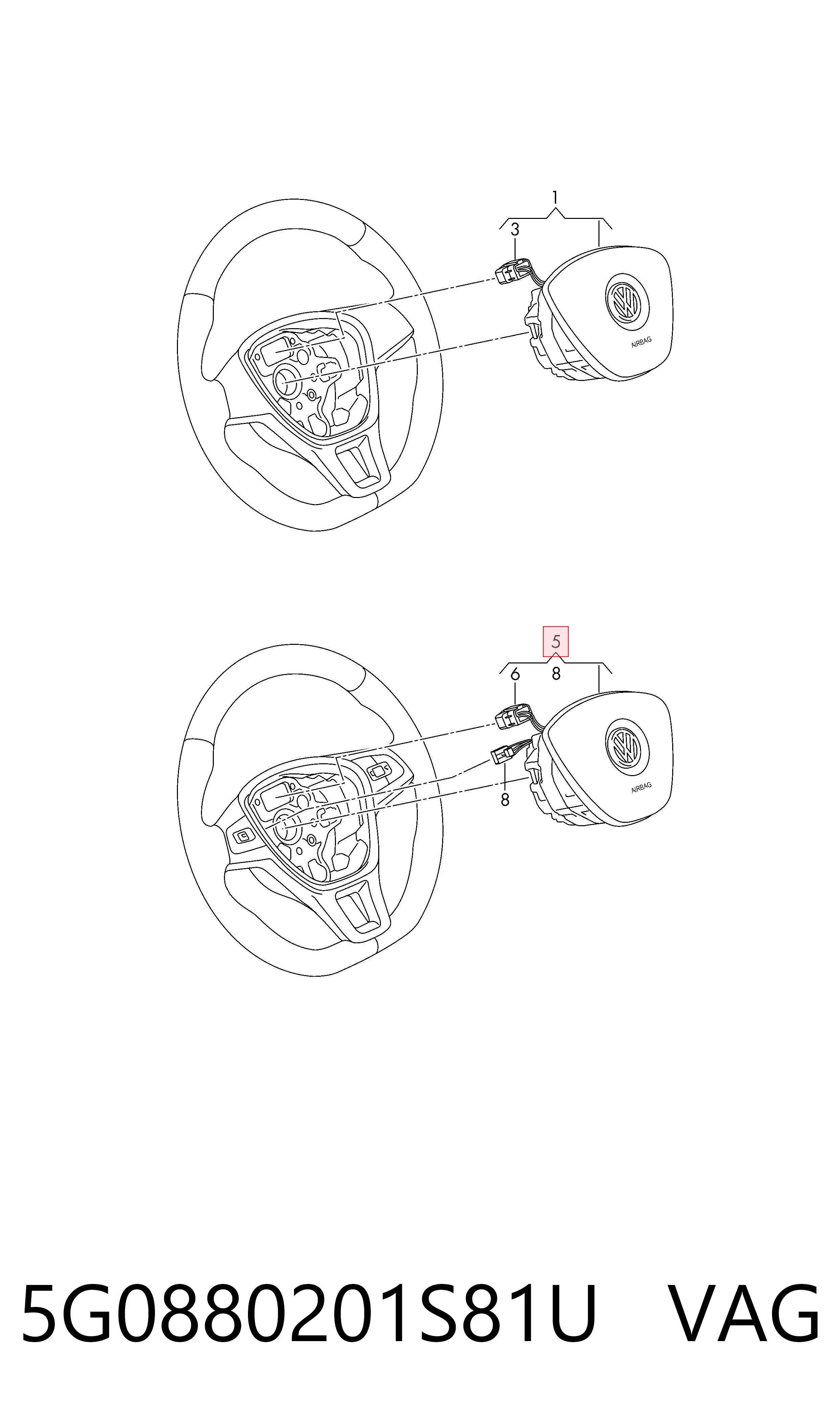 5G0880201S81U VAG Poduszka powietrzna (Airbag) kierowcy
