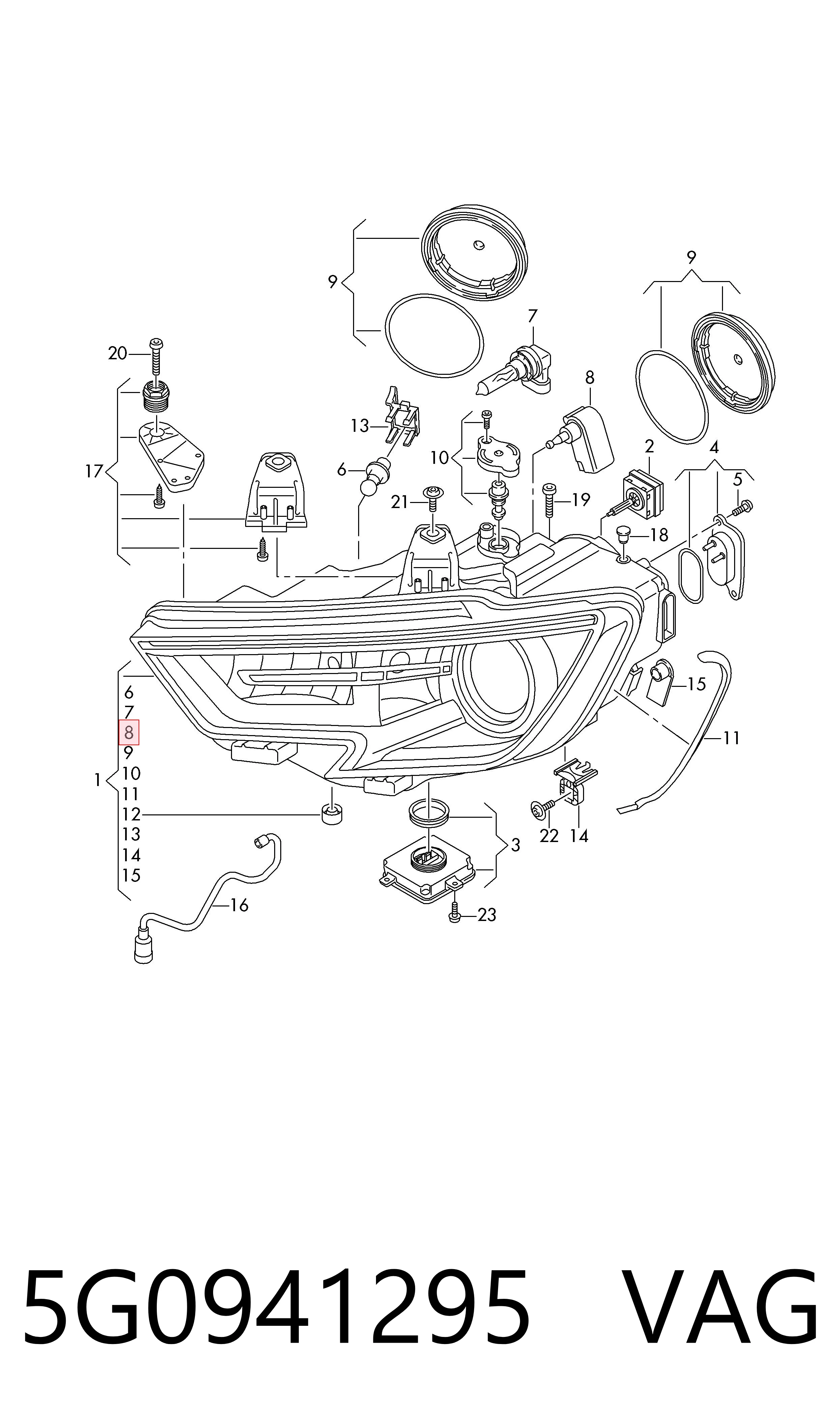 Korektor swiatel VAG 5G0941295 cena, od 142,45 USD