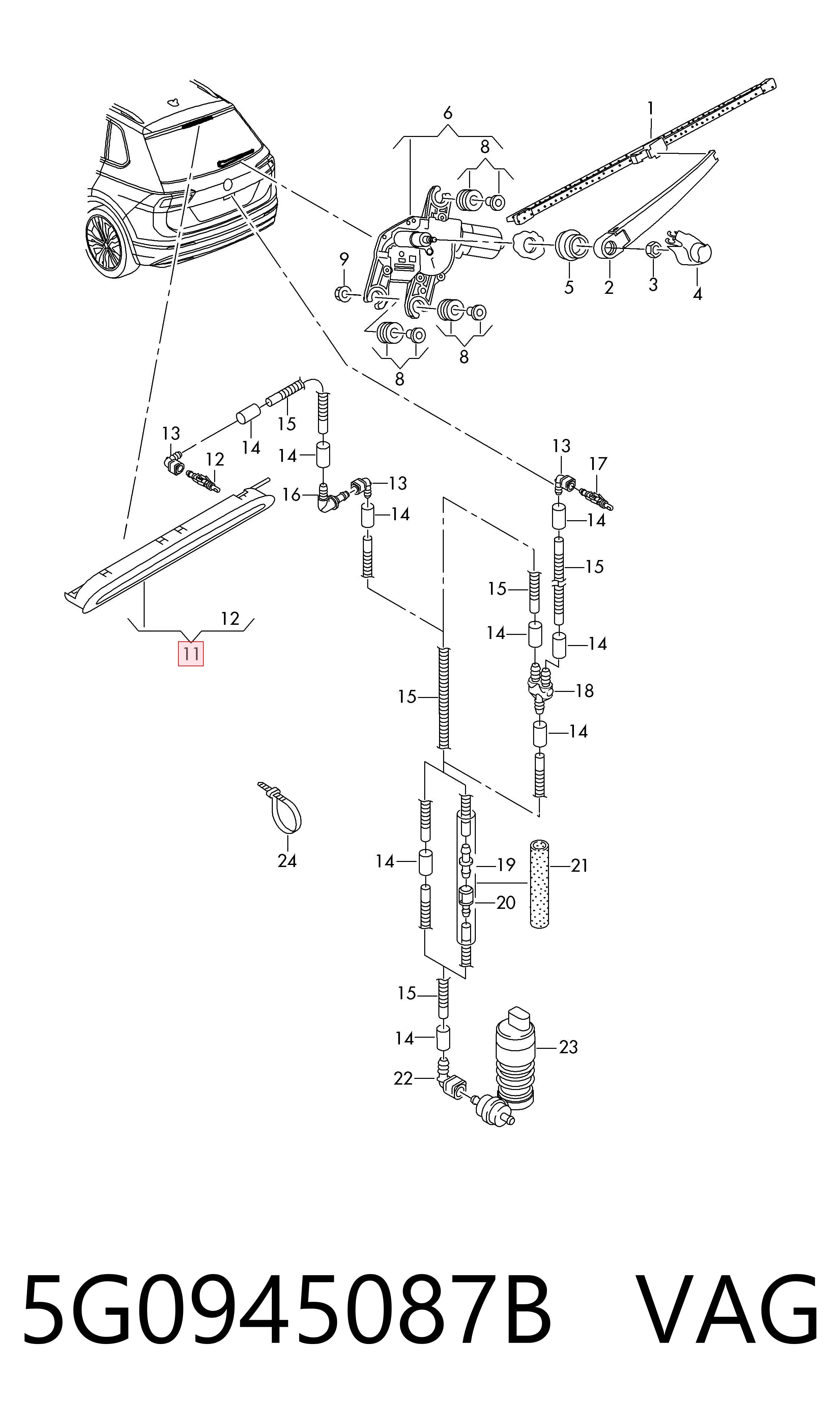 Lampa stop tylna dodatkowa 5G0945087B VAG