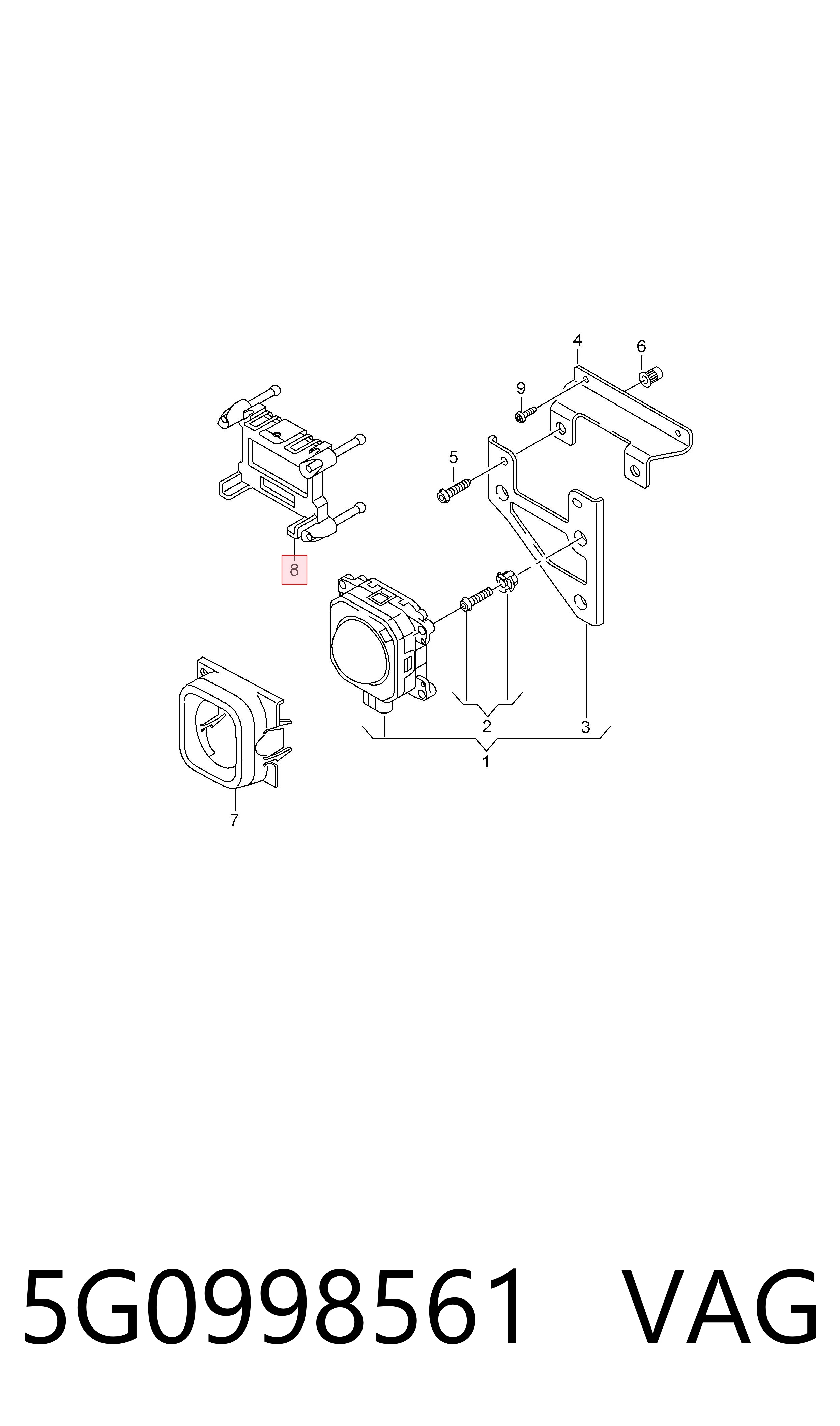 Mocowanie radaru do tempomatu (distronic) VAG 5G0998561 cena, od 62,26 USD