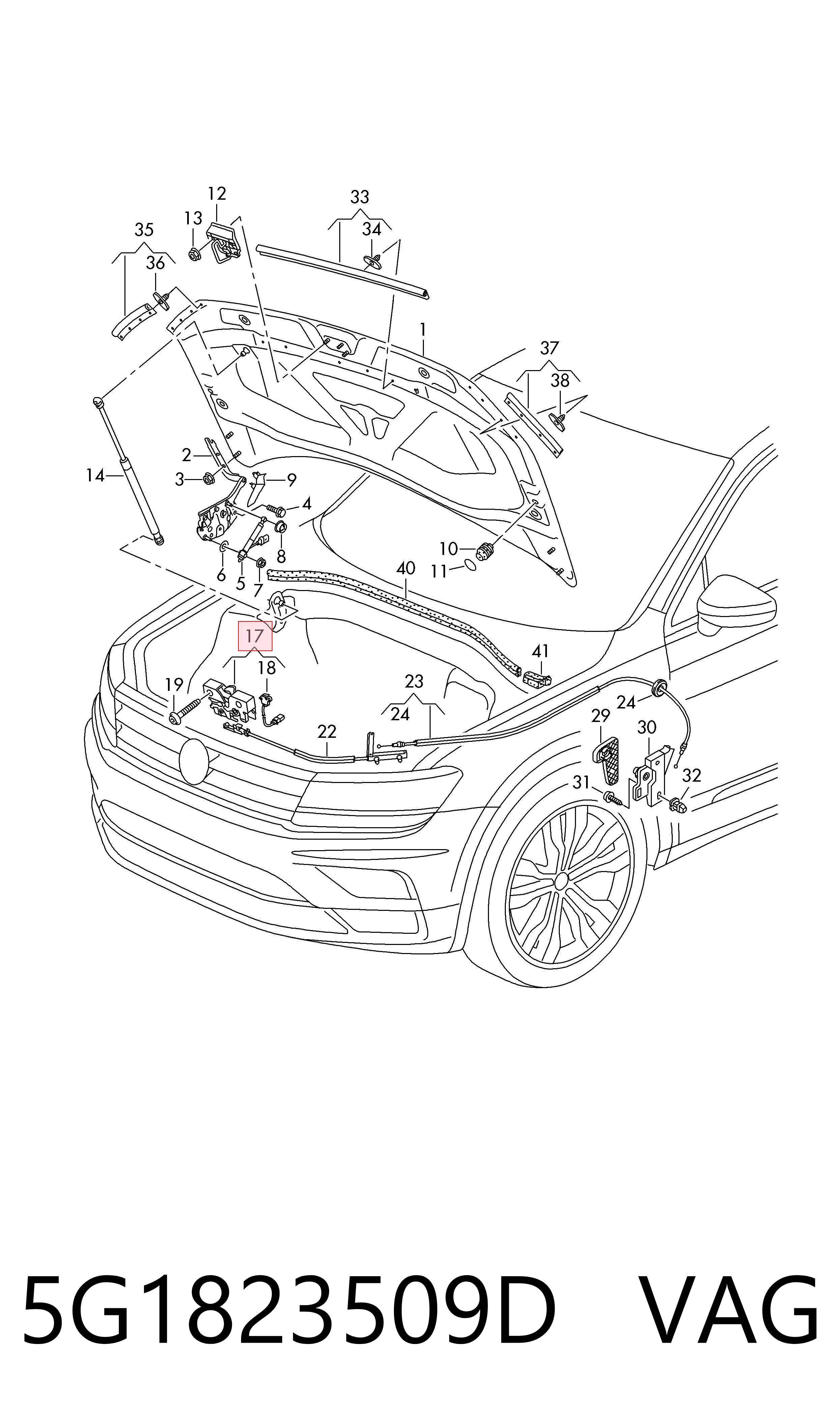 Zamek maski VAG 5G1823509D