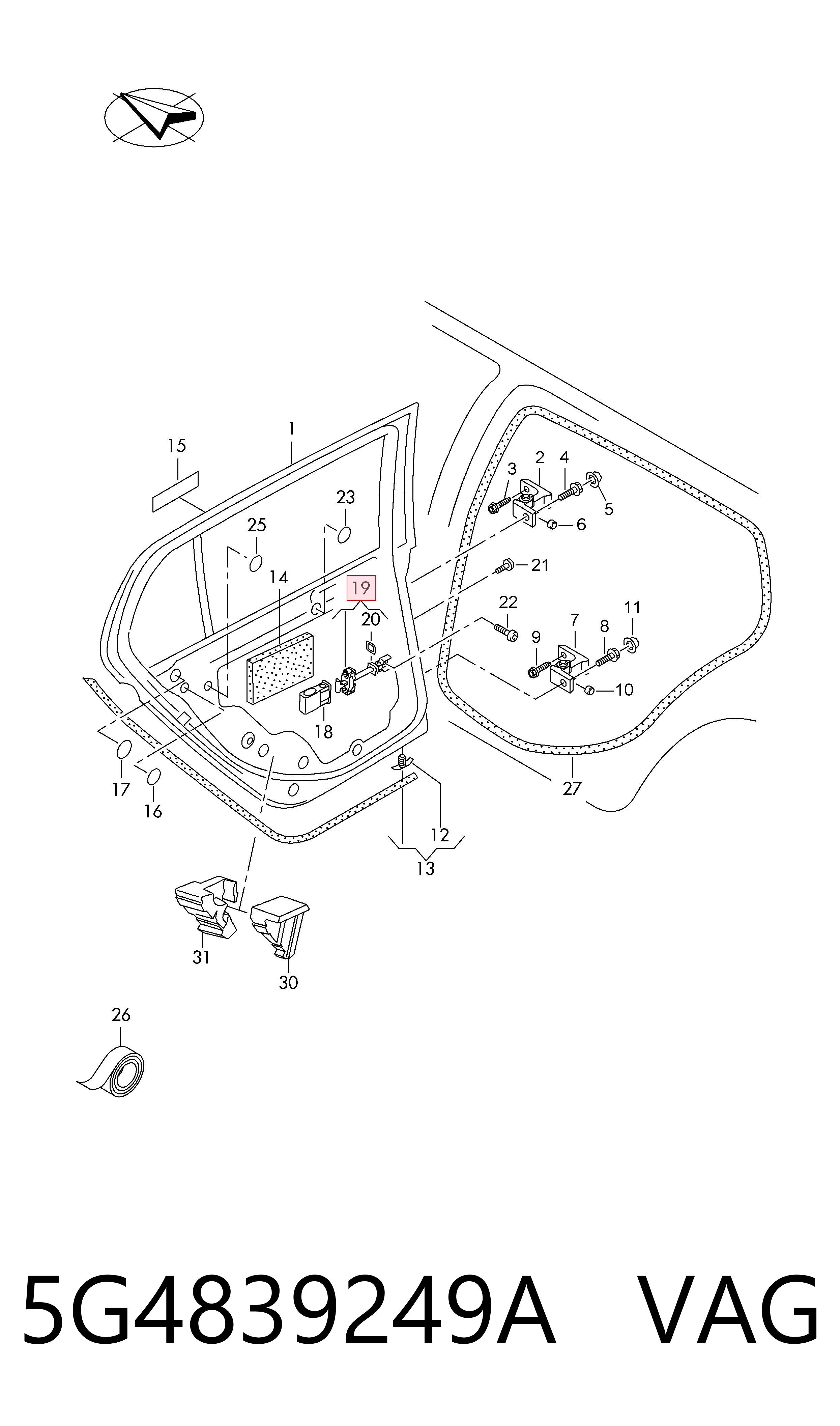 5G4839249A VAG Ogranicznik drzwi tylny