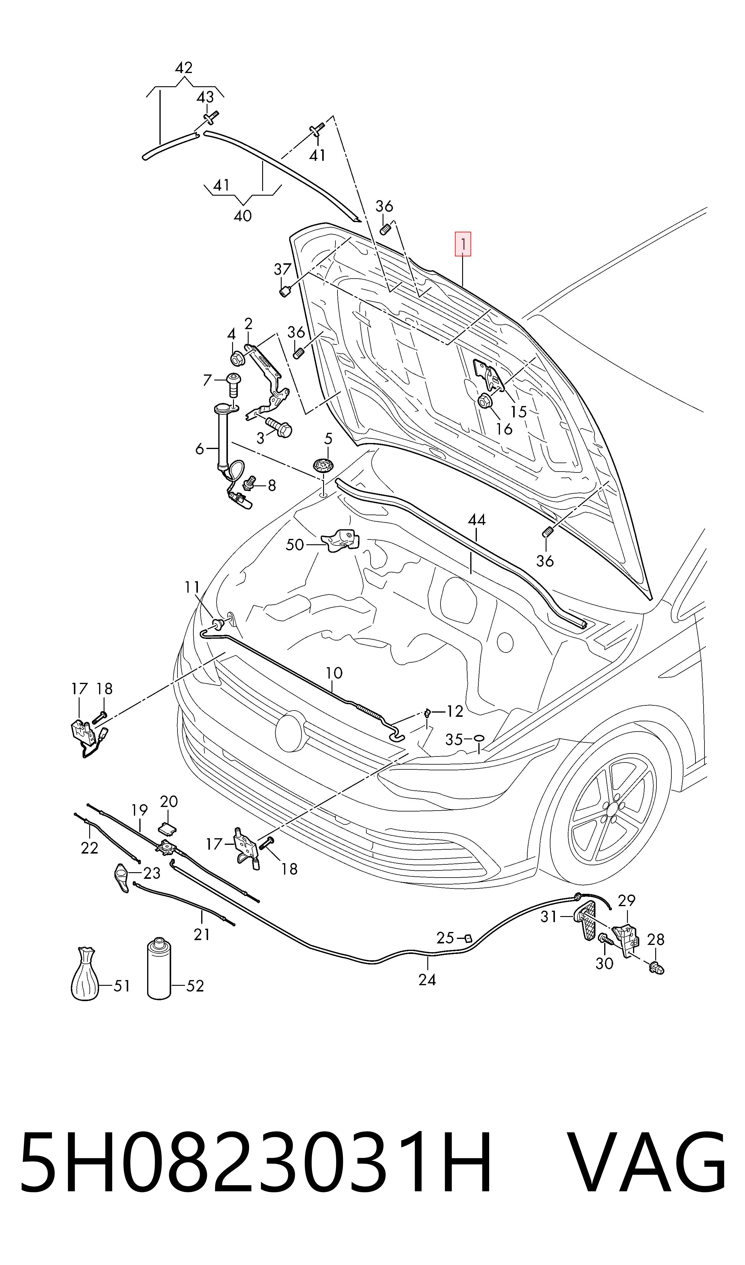 Kupić Maska silnika Volkswagen Golf VIII CD1, DA1 w dobrej cenie