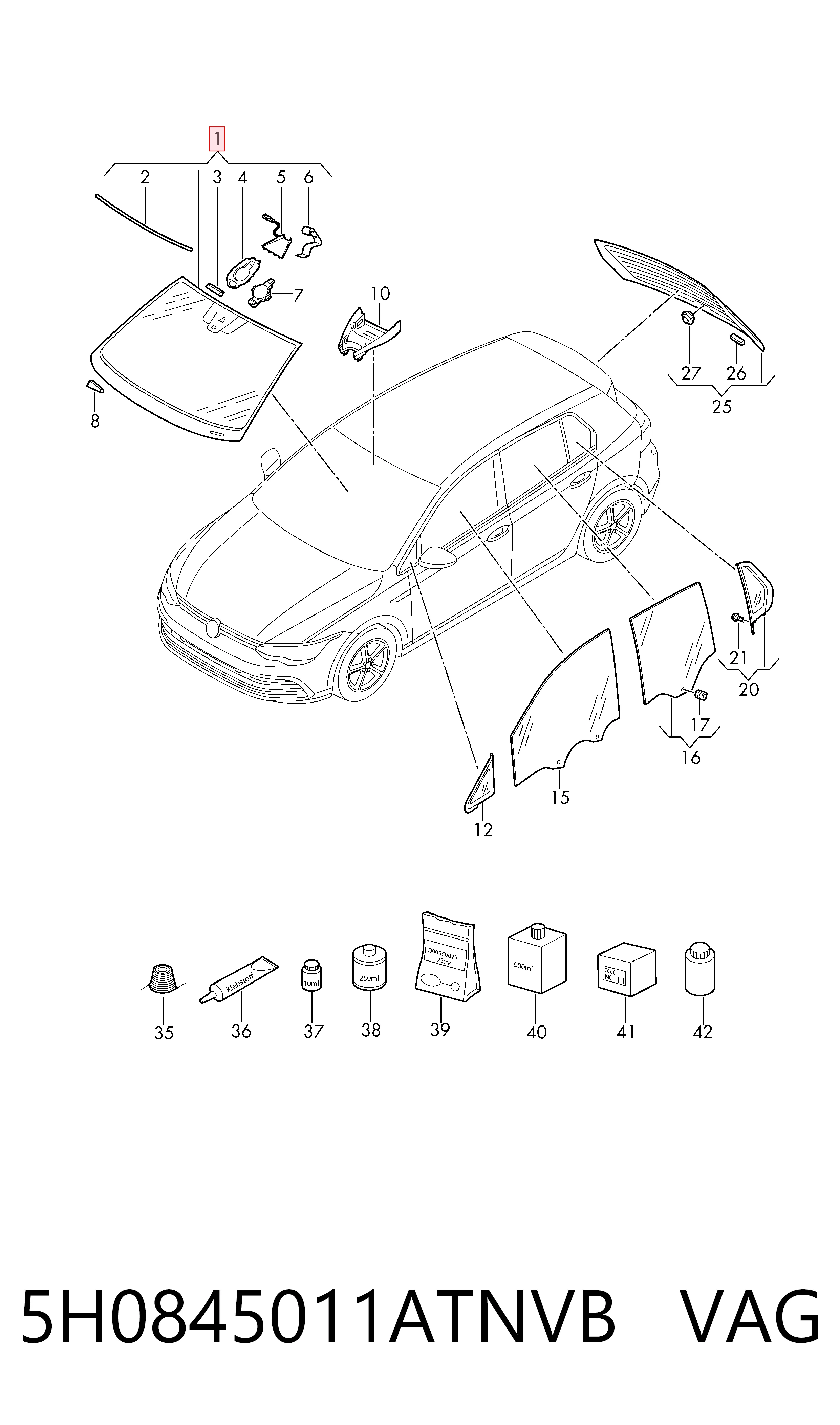 Kupić Szyba przednia Volkswagen Golf VIII CD1, DA1 w dobrej cenie