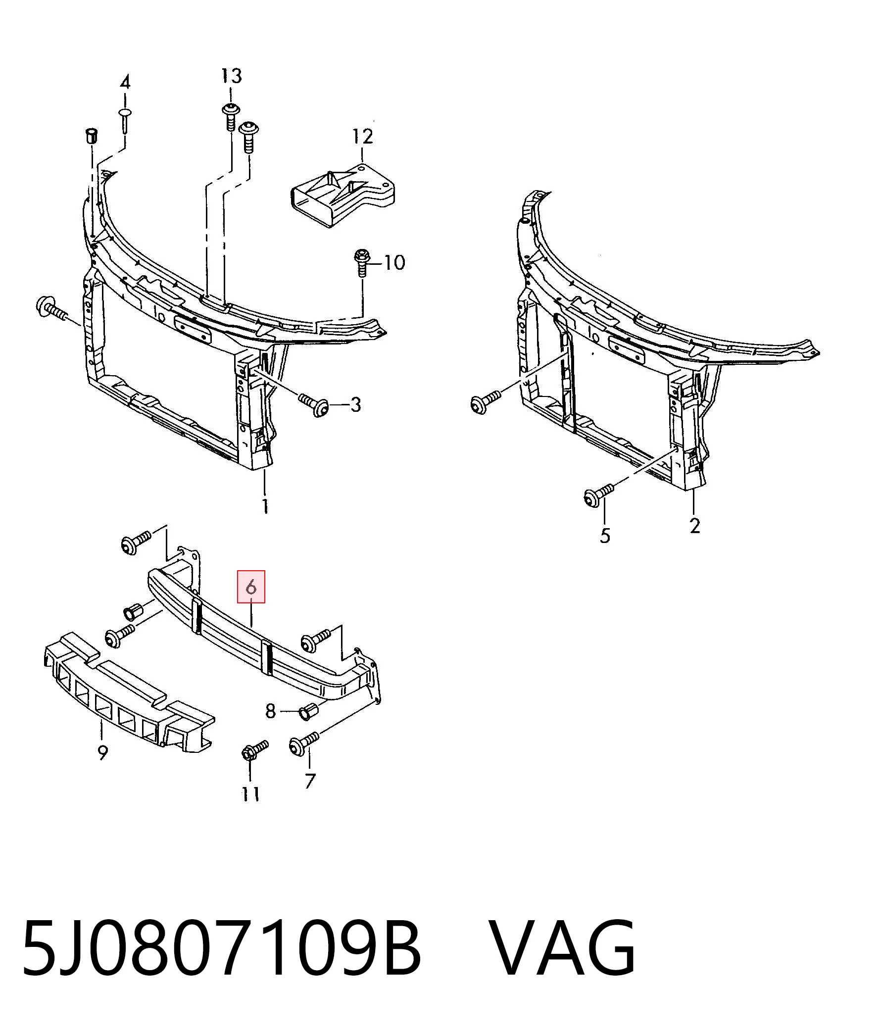 5J0807109B VAG Wzmocnienie zderzaka przedniego