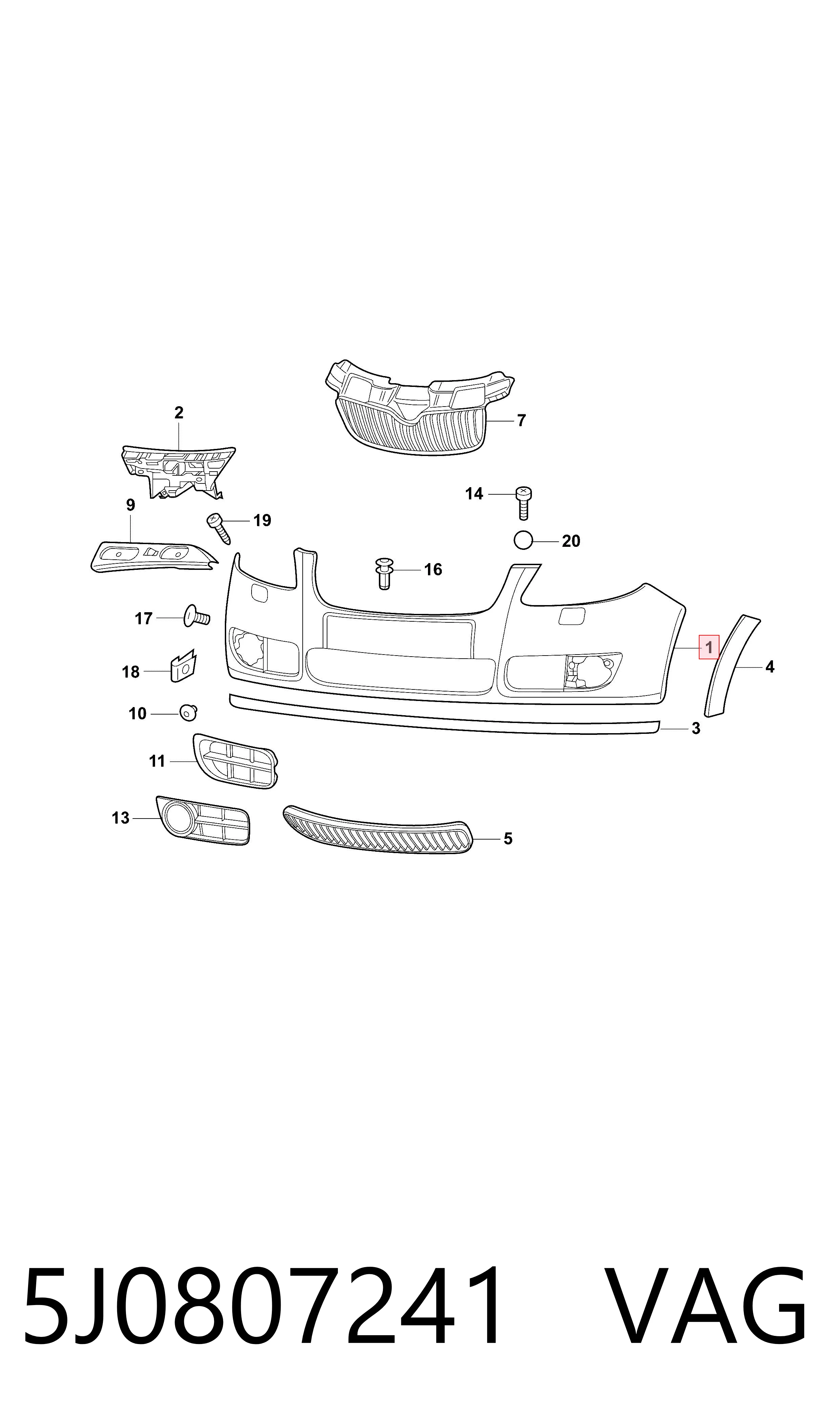 Zaślepka haku holowniczego zderzaka przednia Skoda Roomster minivan (5J7) (2006 - 2015) cena, od 4,16 USD