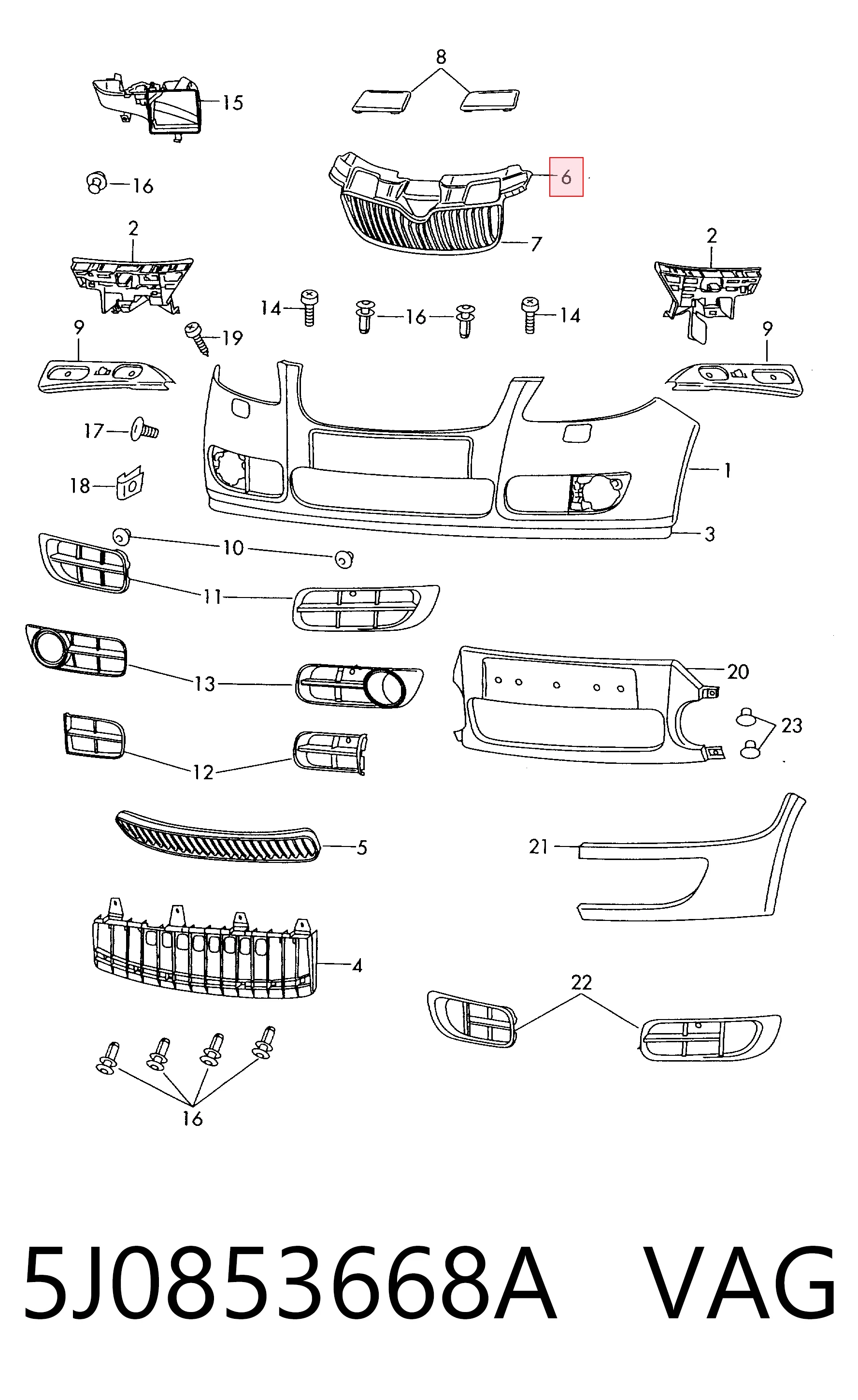 5J0853668A VAG Atrapa chłodnicy