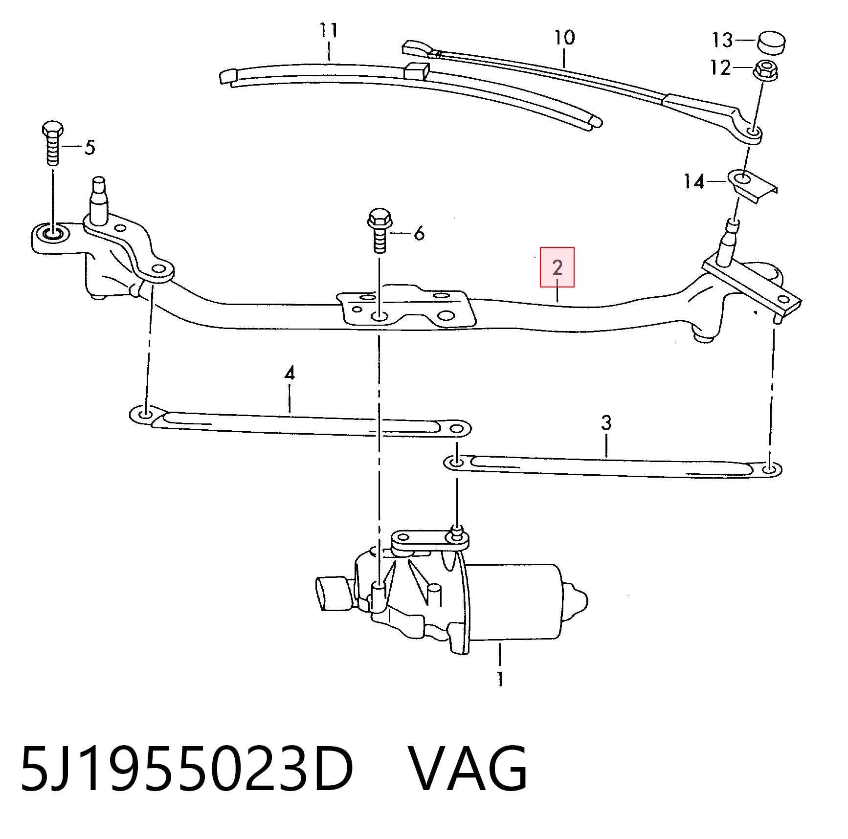 5J1955023D VAG Mechanizm wycieraczek