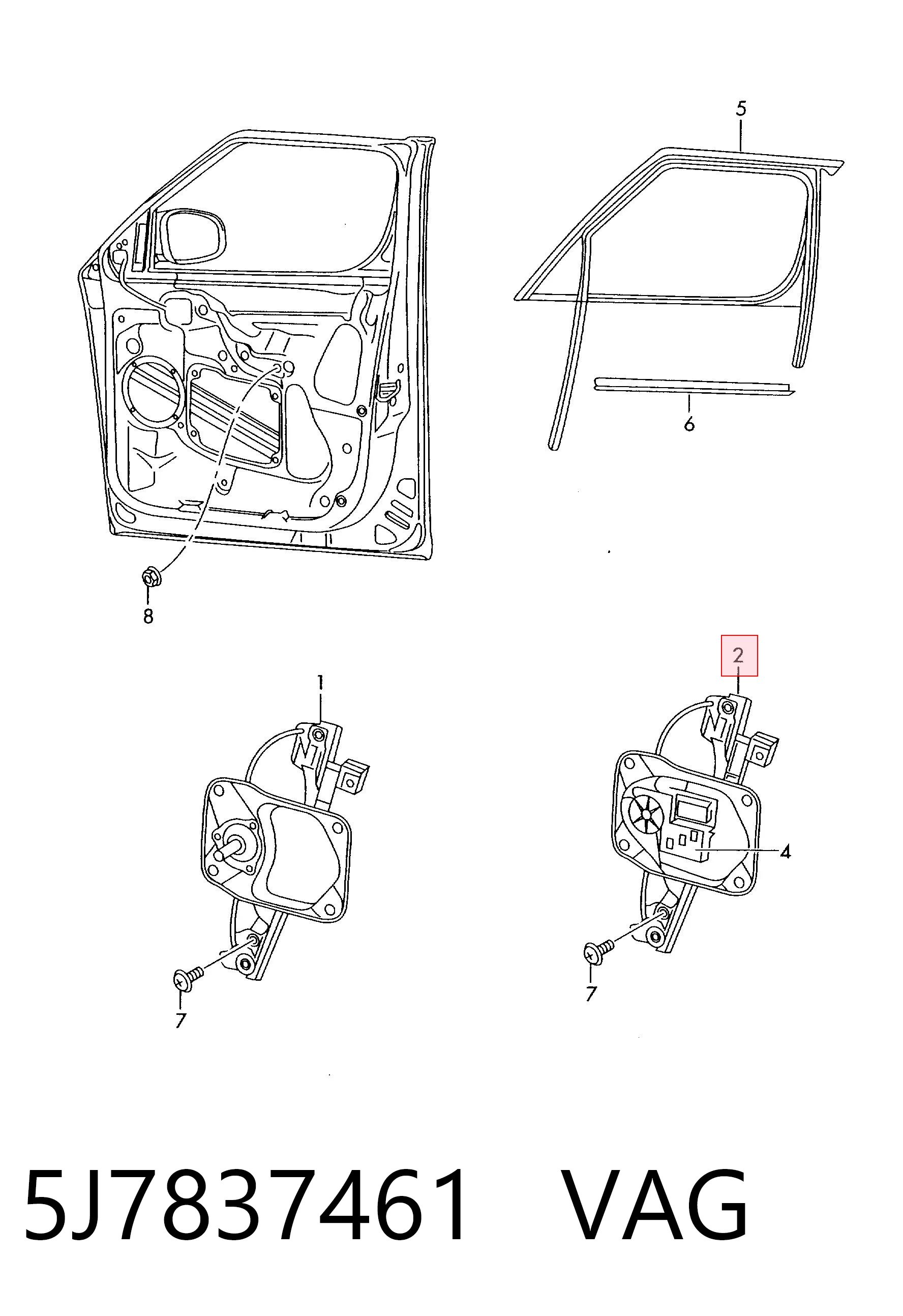 Mechanizm podnoszenia szyby drzwi przednich lewych do Skoda Roomster  5J7