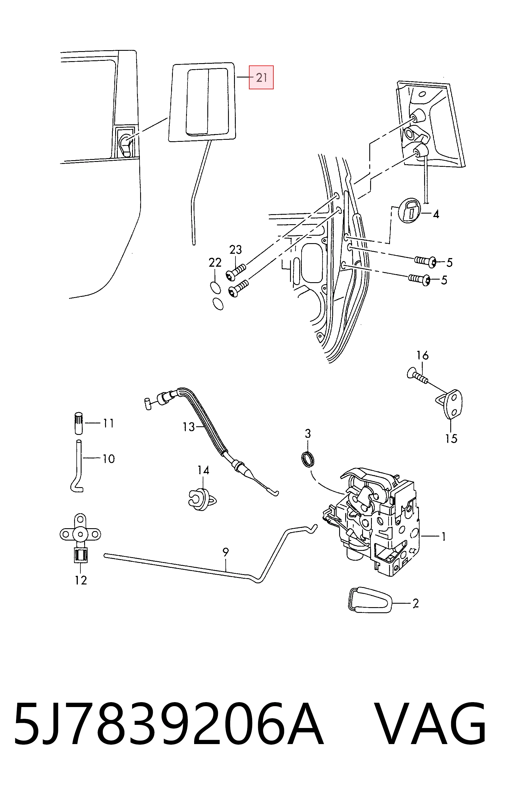 5J7839206A VAG Klamka drzwi tylnych prawa zewnętrzna