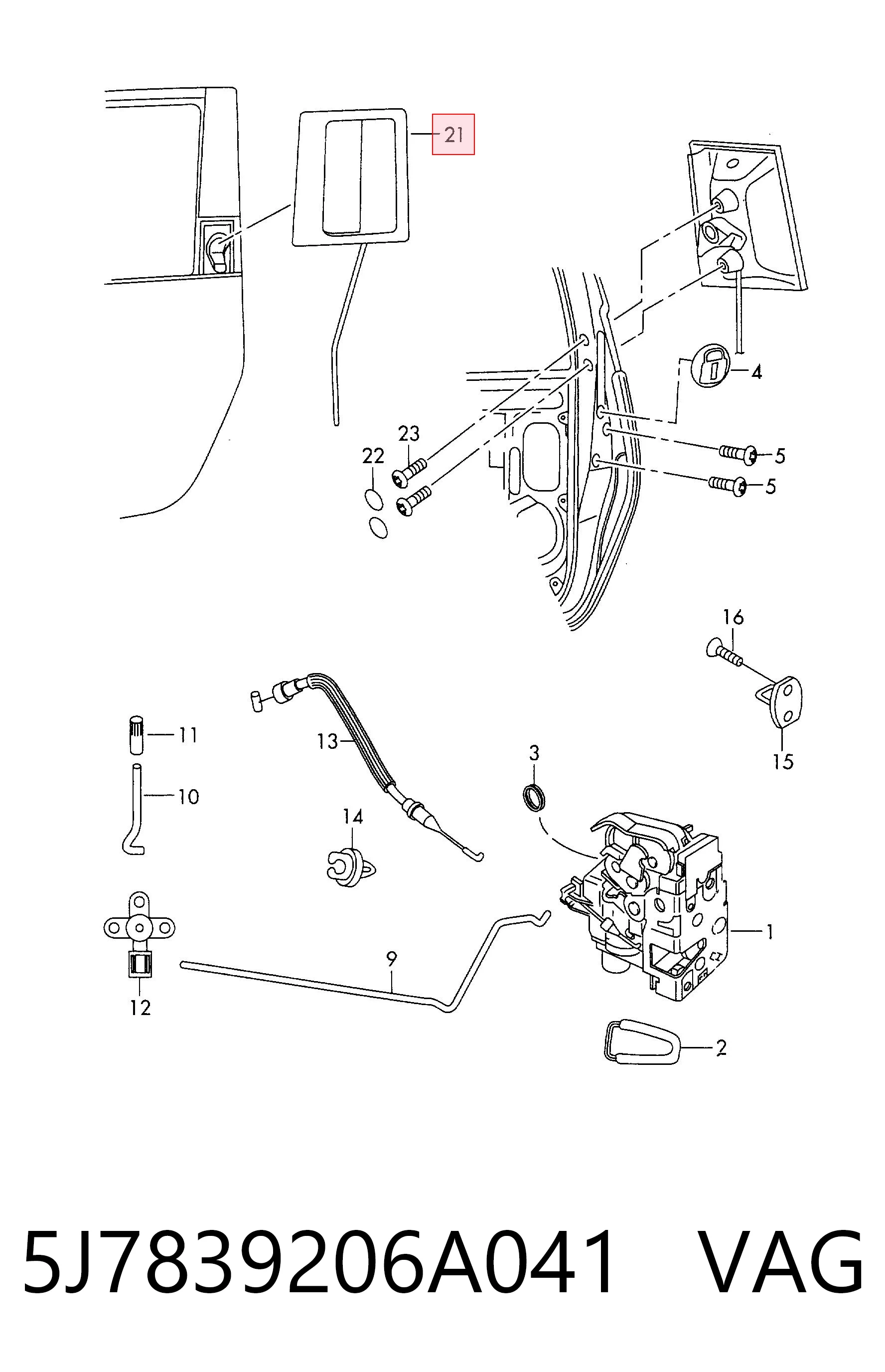 5J7839206A041 VAG Klamka drzwi tylnych prawa zewnętrzna