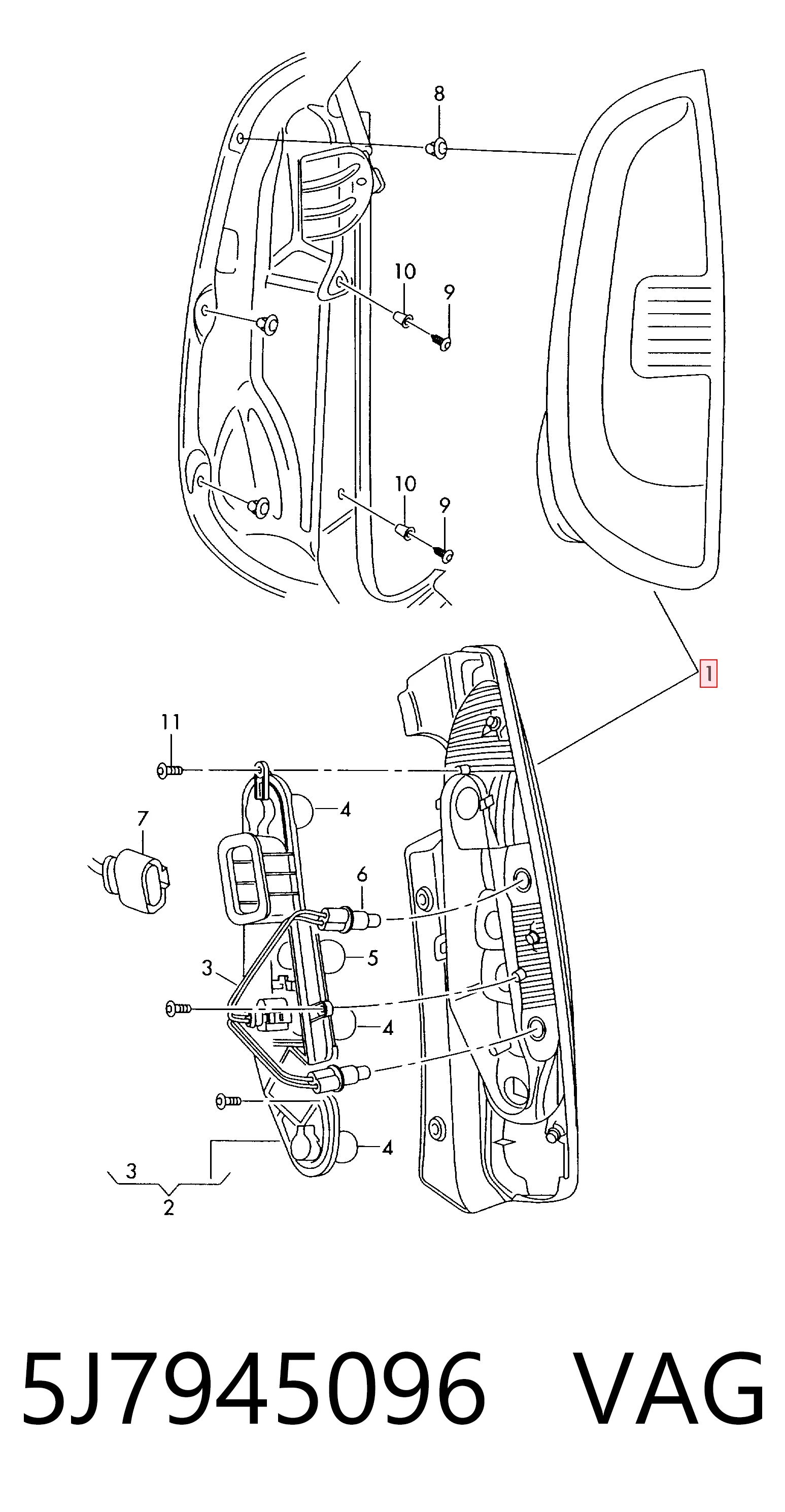 Do koszyka Lampa zespolona tylna prawa Skoda Roomster  5J7