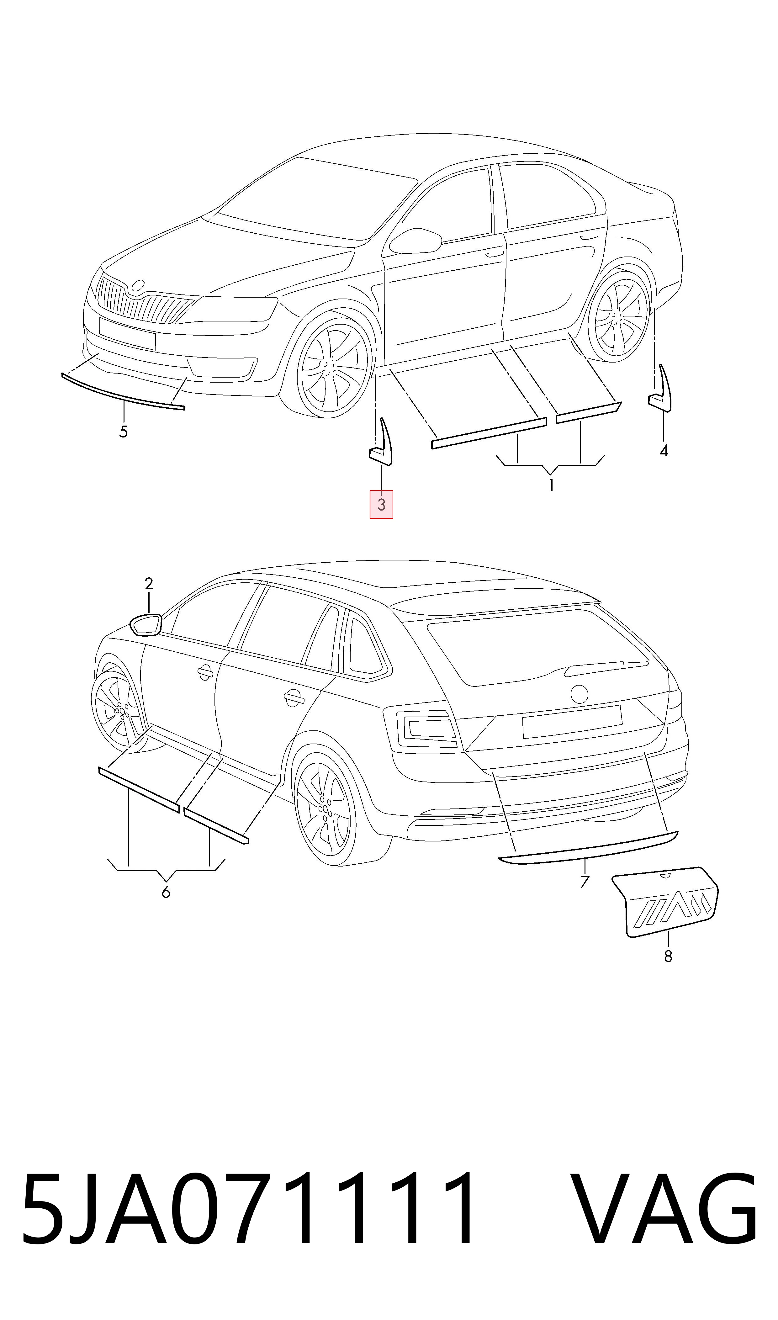 Chlapacze przednie, zestaw do Skoda Rapid  NH3, NK3, NK6
