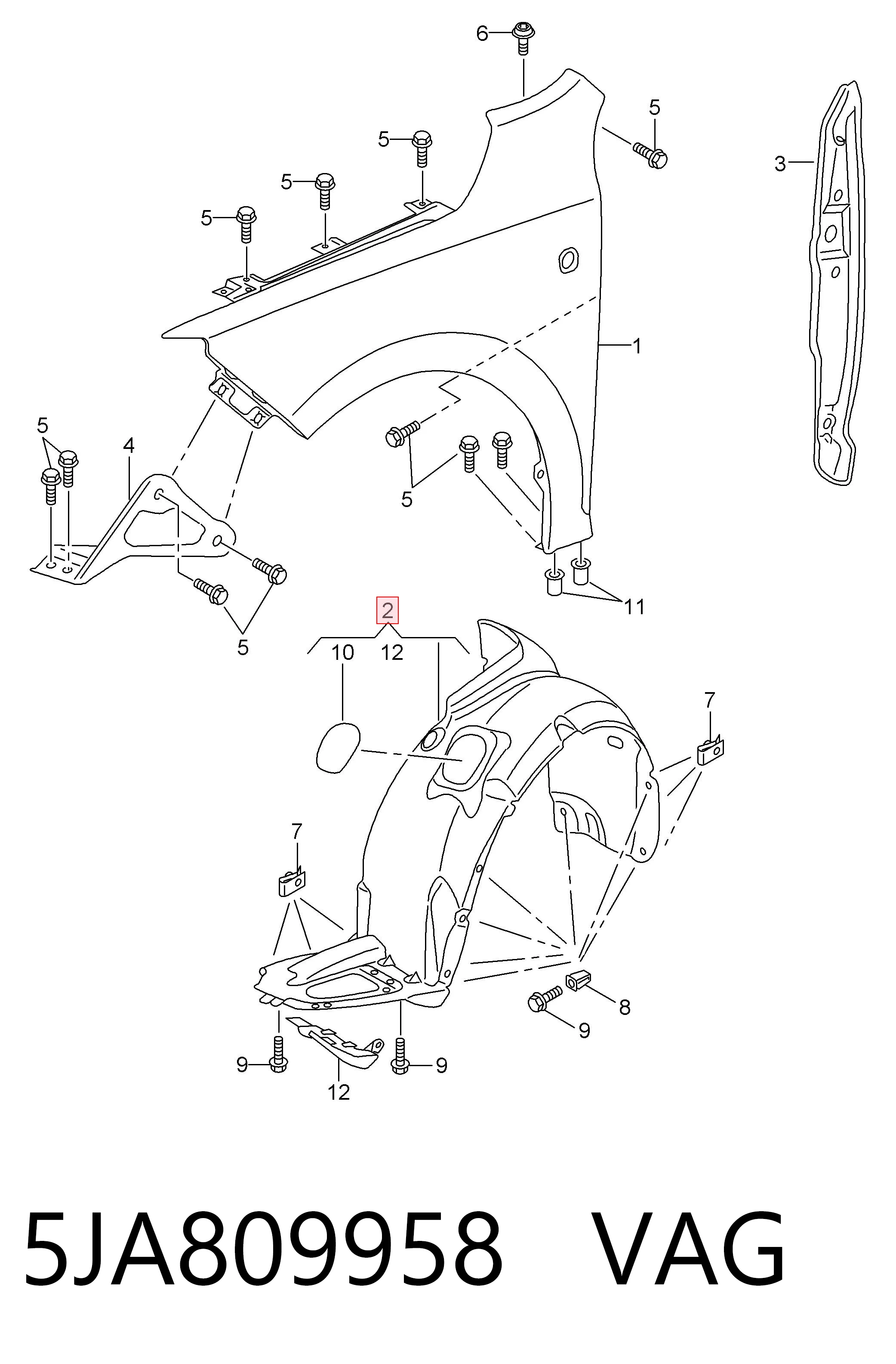 Nadkole błotnika przedniego prawe Skoda Rapid hatchback (NH3, NK3, NK6) (2012 - 2022) cena, od 33,80 USD
