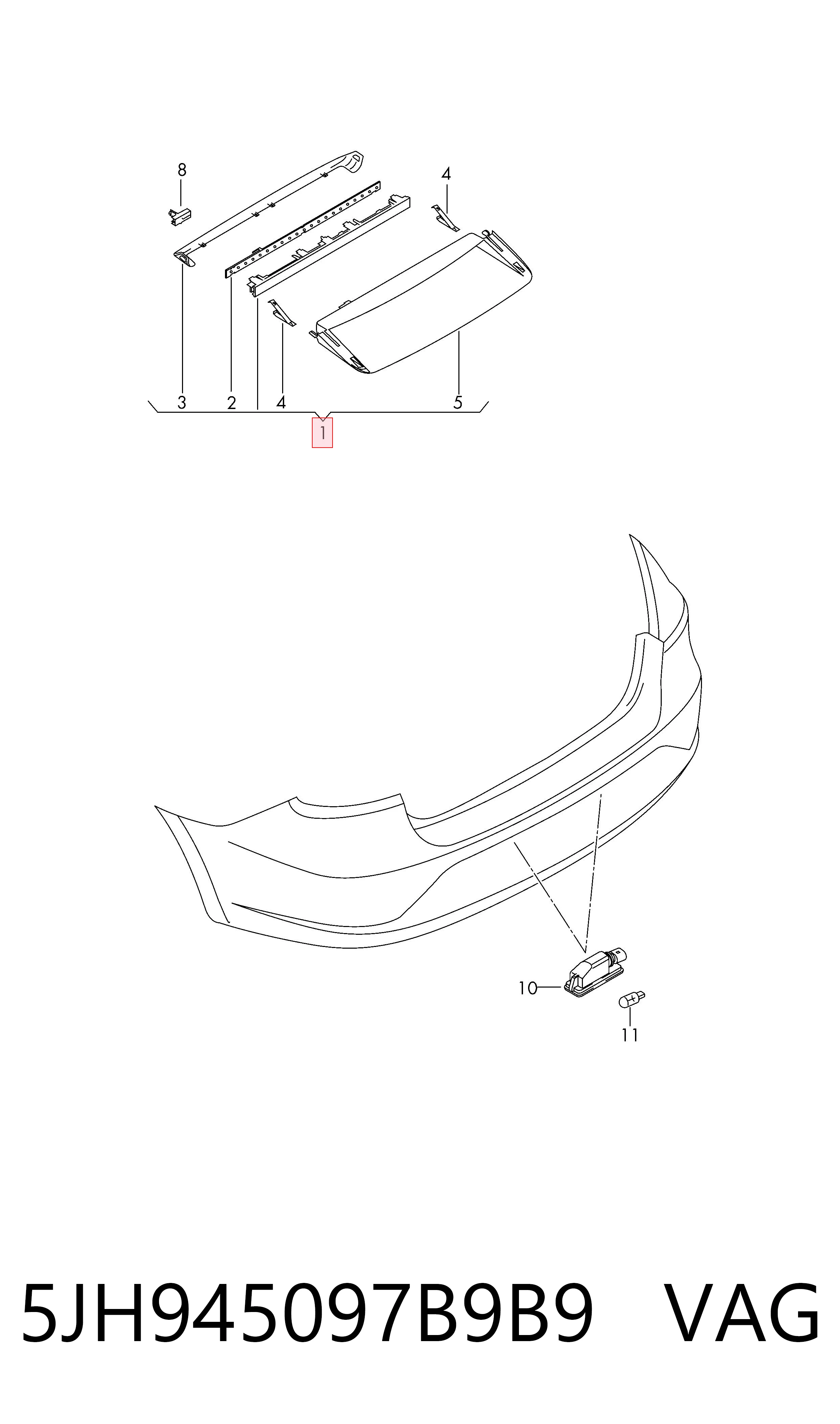 Lampa stop tylna dodatkowa do Skoda Rapid  NH3, NK3, NK6