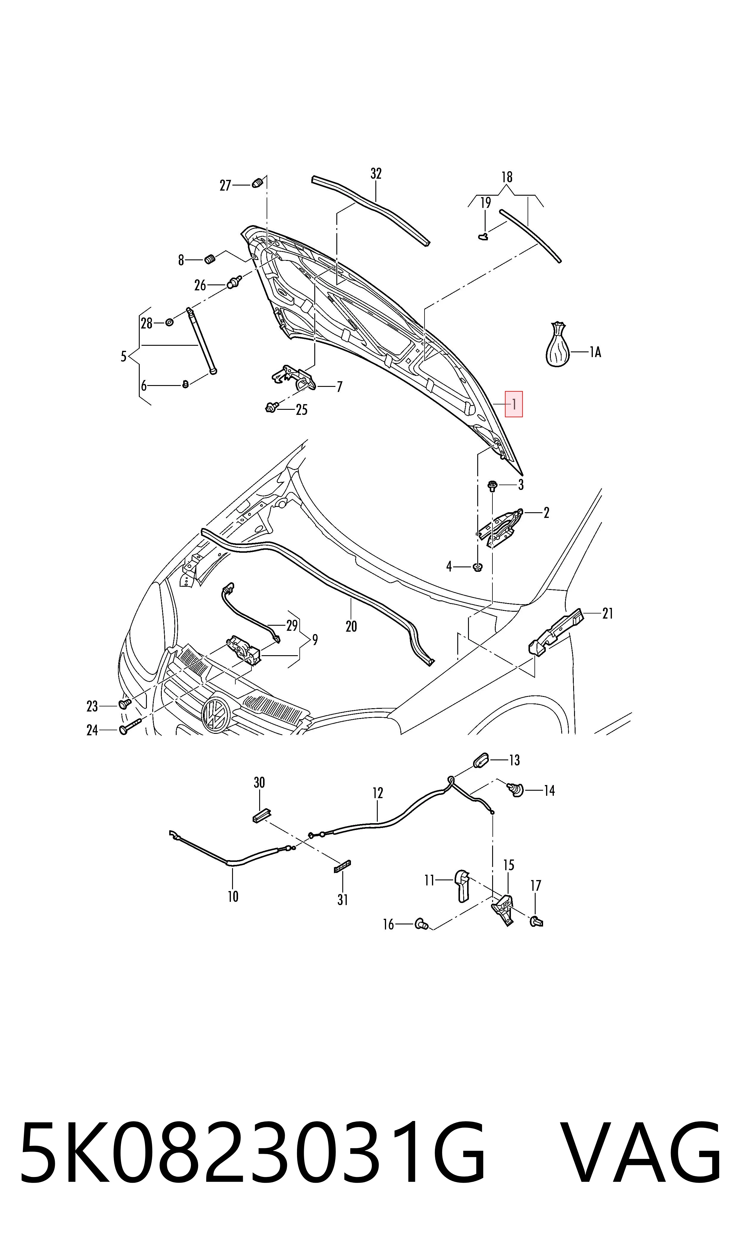 Maska silnika Volkswagen Golf VI hatchback (5K1) (2008 - 2014) cena, od 403,51 USD